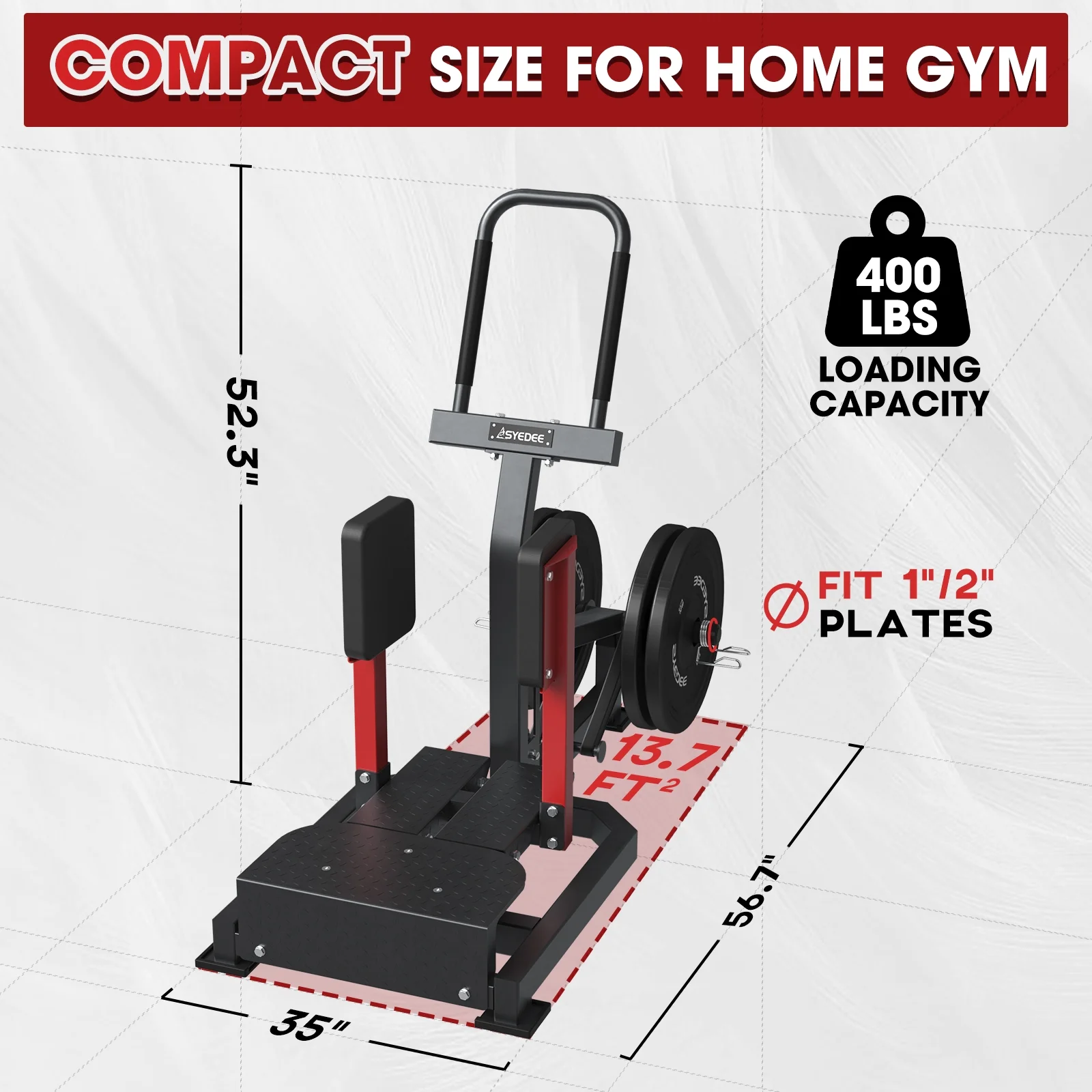 Syedee Standing Hip Abductor Machine, 450lbs Plate-Loaded Inner Thigh Machine, Thigh Master Hip Trainer, Hip Thrusters for Home Gym Hip Training