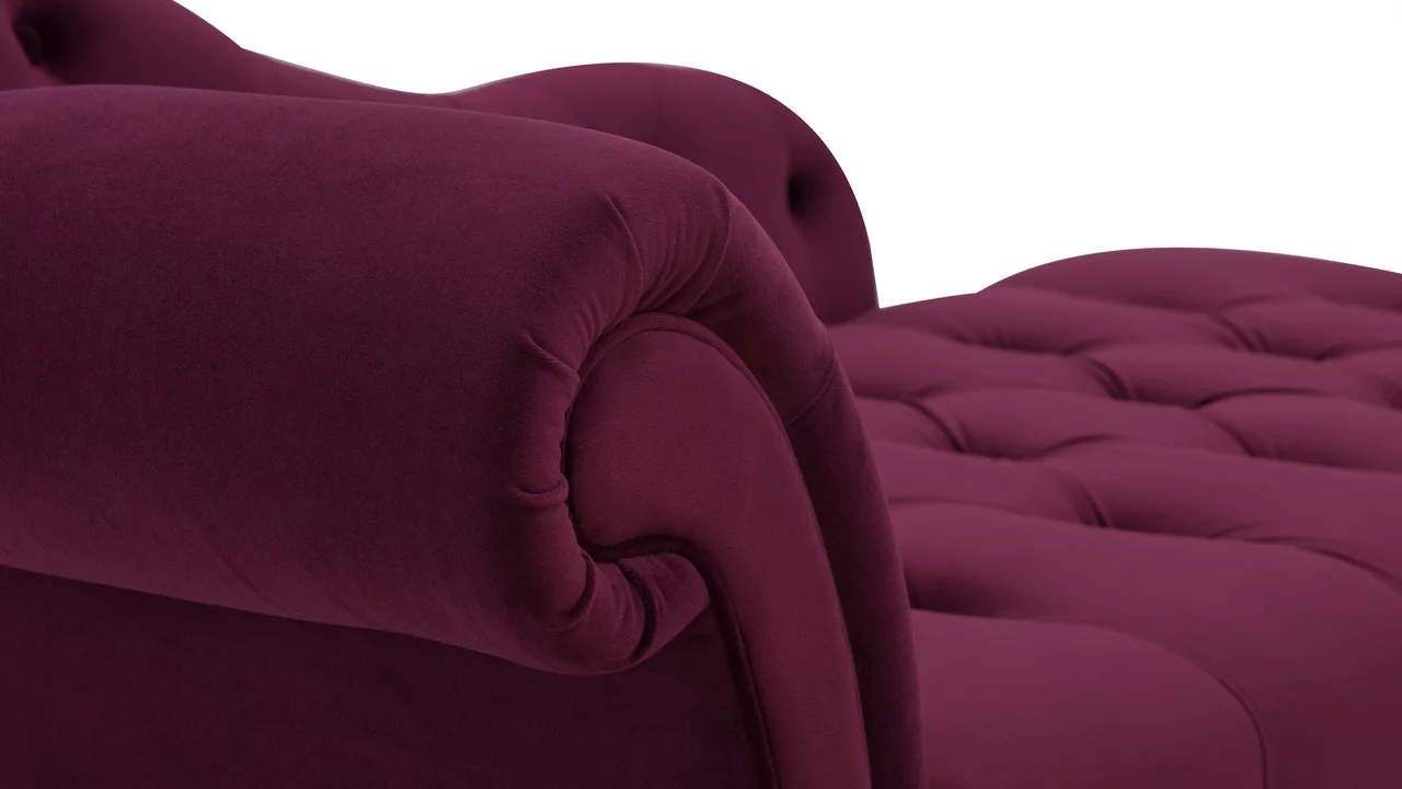 Samuel Tufted Roll Arm Chaise Lounge Burgundy