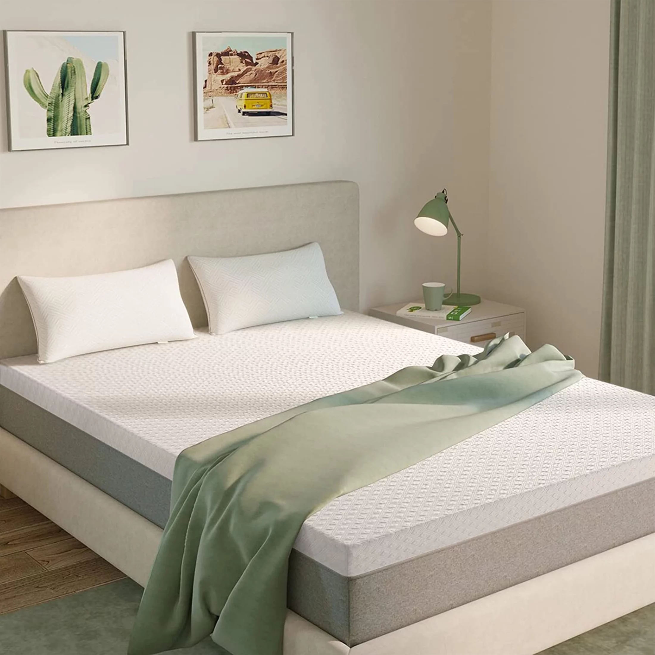 INGALIK 3 Inch Gel Memory Foam Mattress Topper Queen Size, Mattress Pad Cover for Pressure Relief, Bed Topper with Removable Rayon Made from Bamboo Cover, Soft & Breathable, White