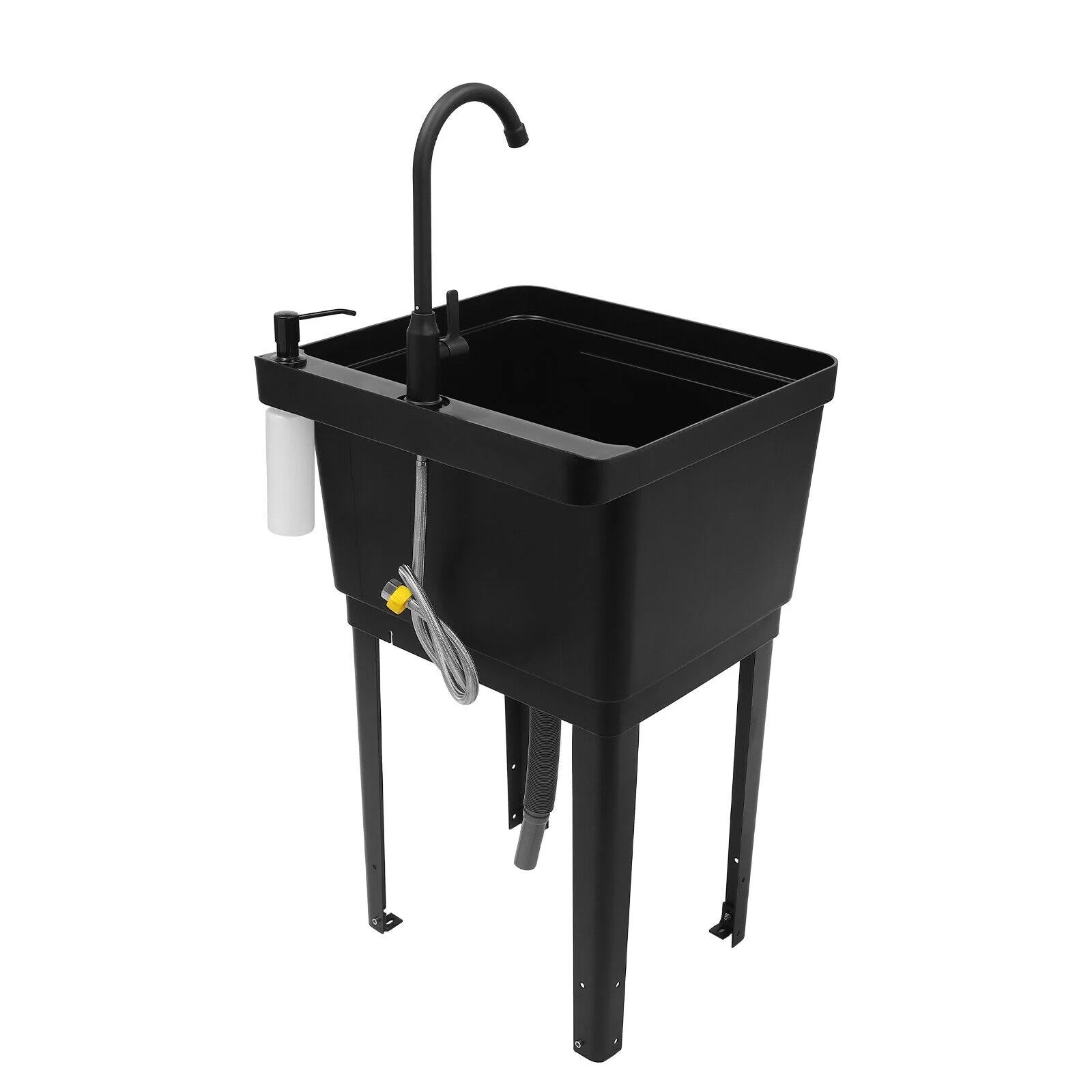 Black/White Laundry Utility Sink Tub Sink Freestanding Wash Station with Faucet White/Black