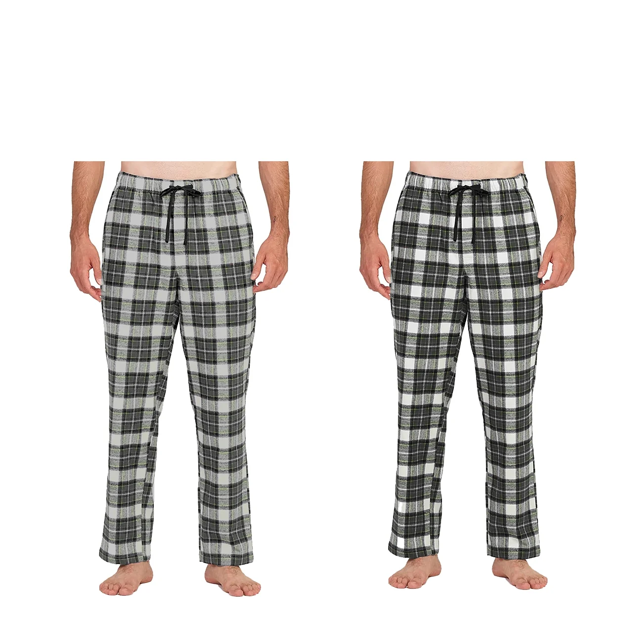 2-Pack: Mens Soft 100% Cotton Flannel Plaid Lounge Pajama Sleep Pants