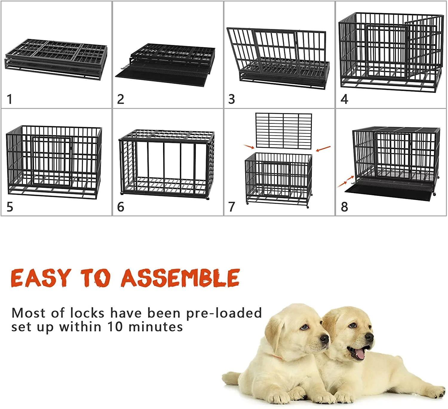 Vitesse Heavy Duty Indestructible high Anxiety  Dog Crate cage for Outdoor and Indoor with Removable Tray