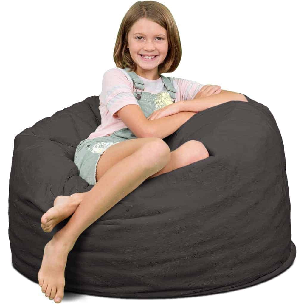 Ultimate Sack 3000 (3 ft.) Bean Bag Chair in multiple colors: Giant Foam-Filled Furniture - Machine Washable Covers, Double Stitched Seams, Durable Inner Liner. (3000, Grey Suede)