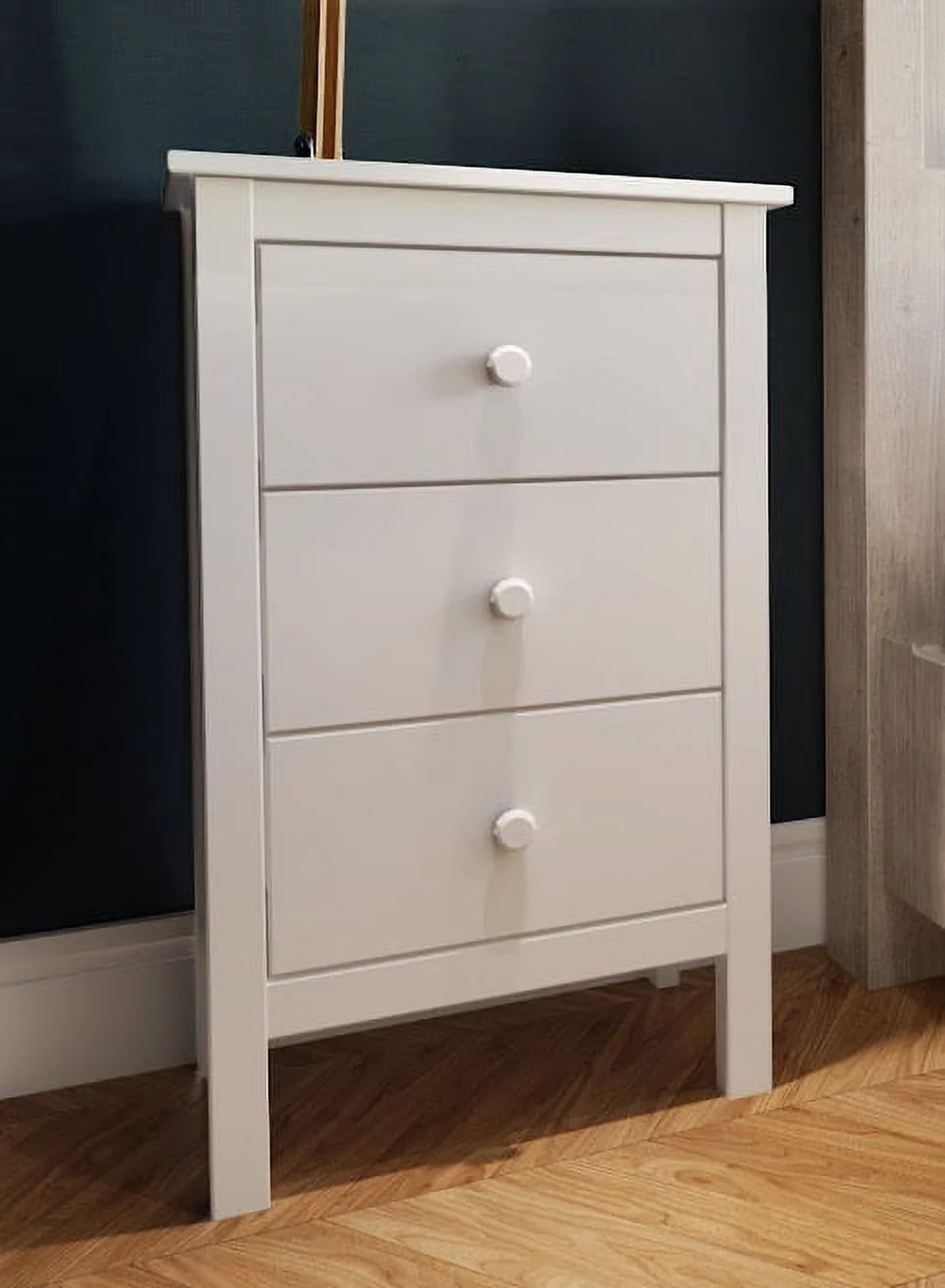 Extra Tall Nightstand for Bedroom with 3 Deep Storage Drawers White