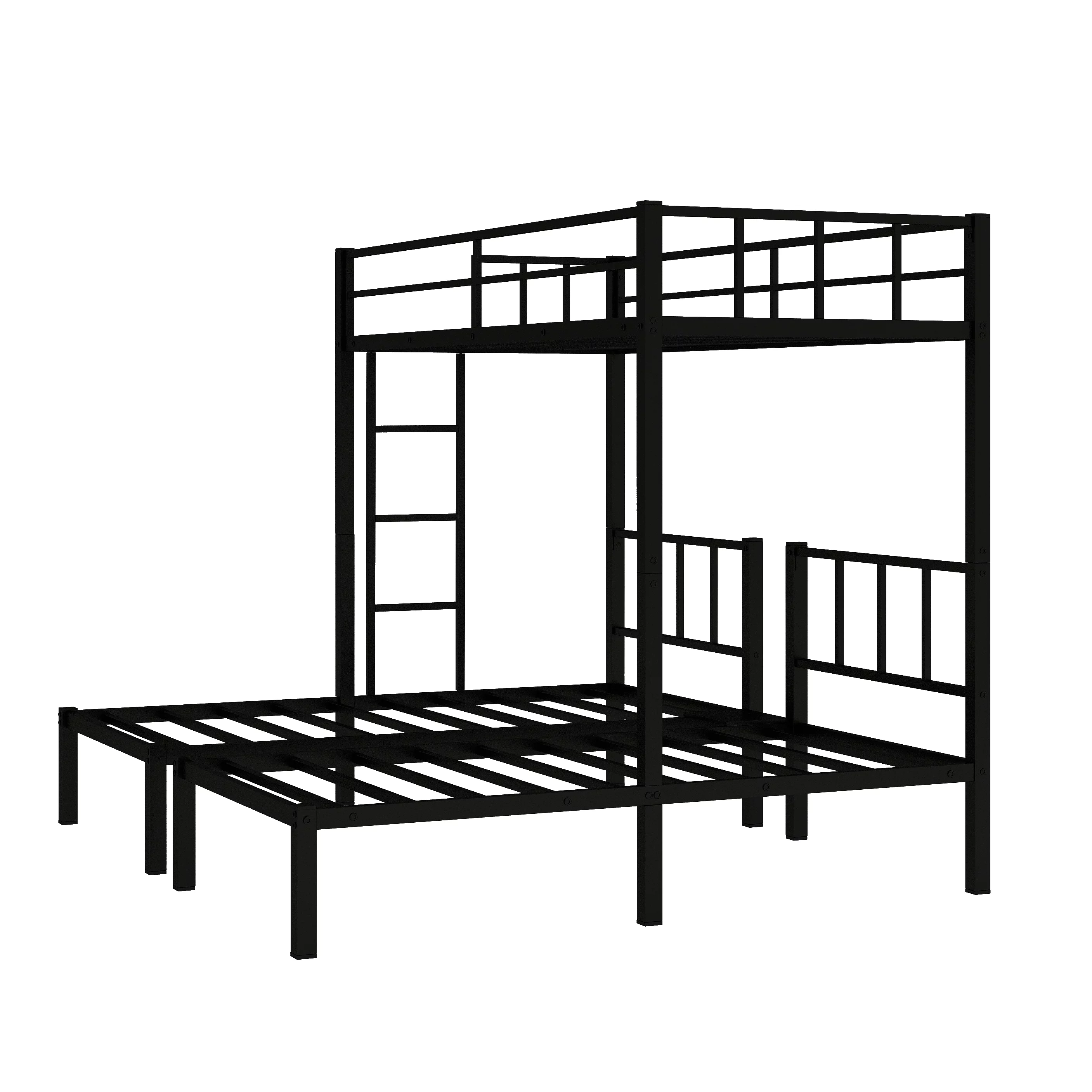 Metal Triple Bunk Bed for 3,Twin over Twin&Twin Size Bunk Bed with Built-in Shelf,Can be divided into 3 Separate Bed,Heavy-Duty Steel Bed Frame for Kids Teens Adults (Black)
