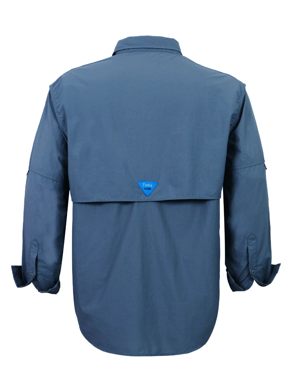 Tuna Men's Fishing Long Sleeve Button Down UPF 50+ Sun Protection Soild Waterproof Fast Dry Shirts (Navy 5# 4XL)