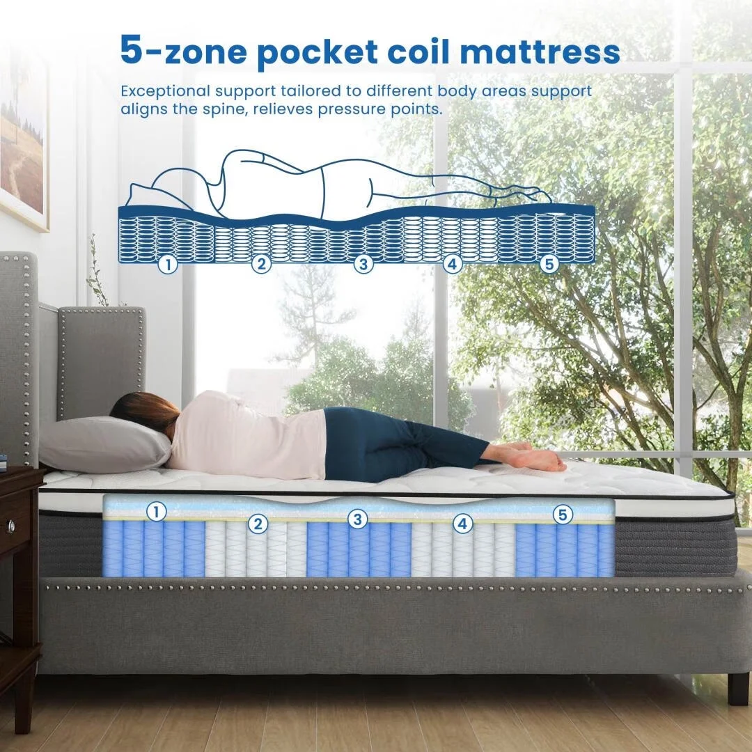 Queen Rose 14' ' Queen Medium Firm Hybrid Mattress, with Pocket Spring , Bed in-a-Box