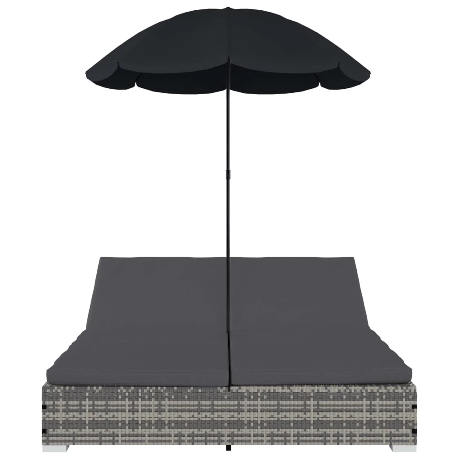 walmeck Patio Bed with Umbrella Poly Rattan Gray