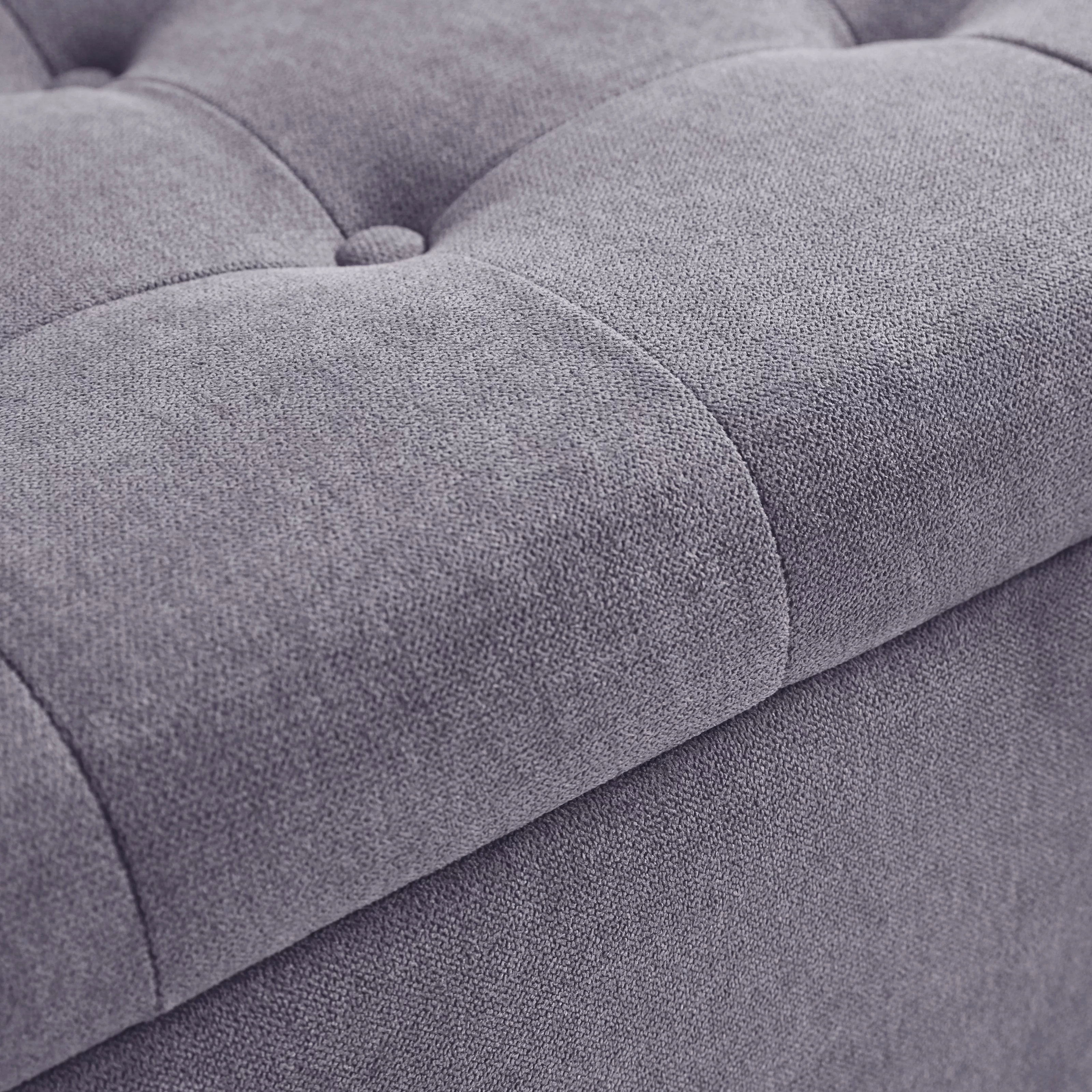 HUIMO Large Storage Ottoman, 41-inch Button-Tufted Upholstered Ottoman with Safety Hinge, End of Bed Storage Bench for Entryway, Living Room (Grey)