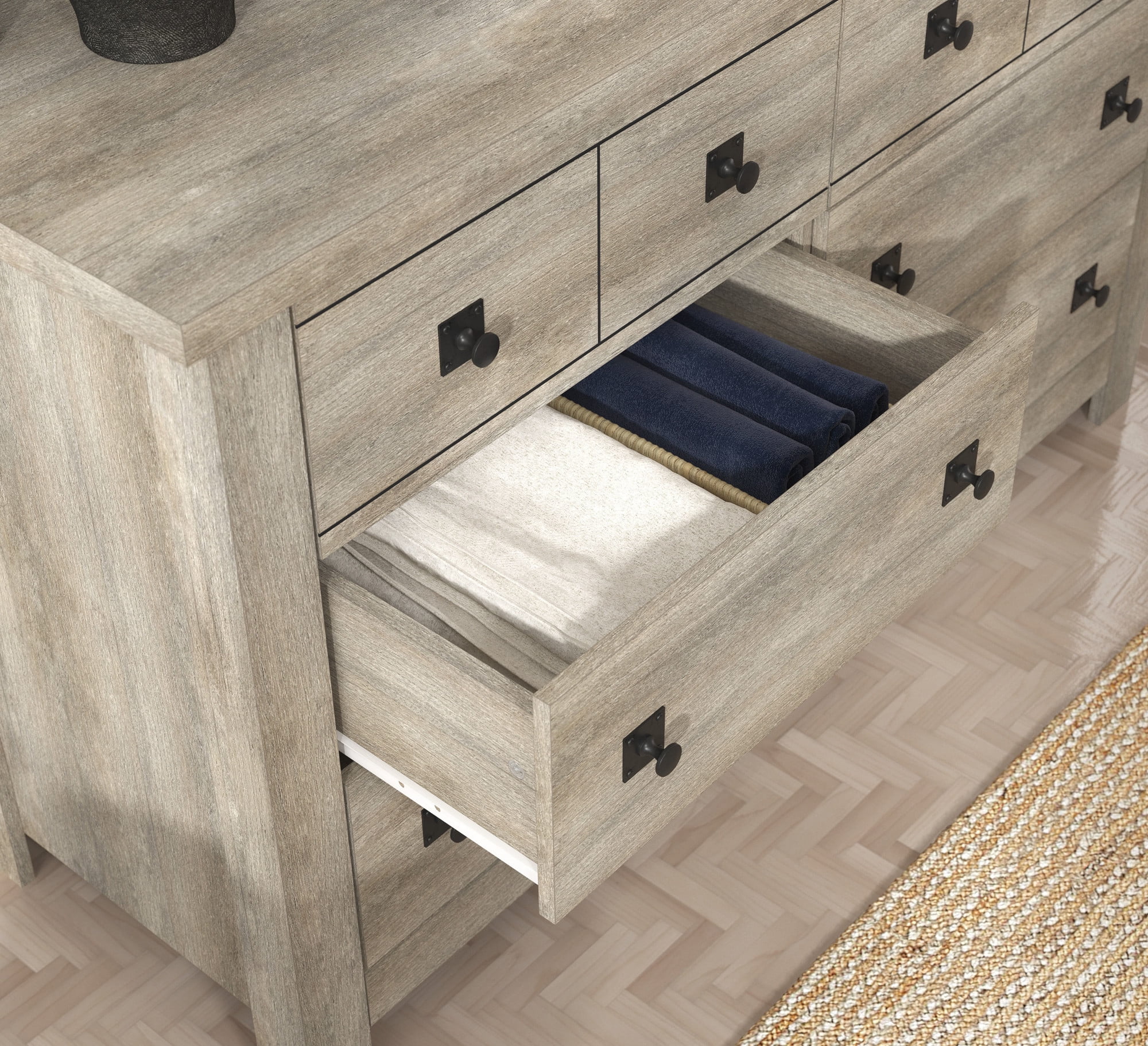 Hillsdale Addison Farmhouse 6 Drawer Dresser, Driftwood Gray