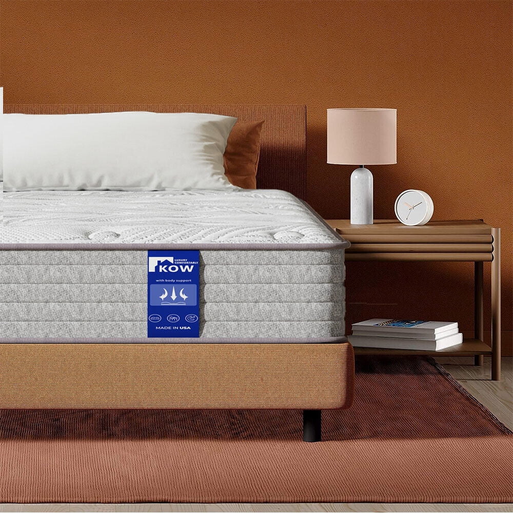 KOW® 12 inch Full Size Gel Memory Foam Mattress in a box,Medium Firm,Pressure Relief,5 Zones Support,Egde Support