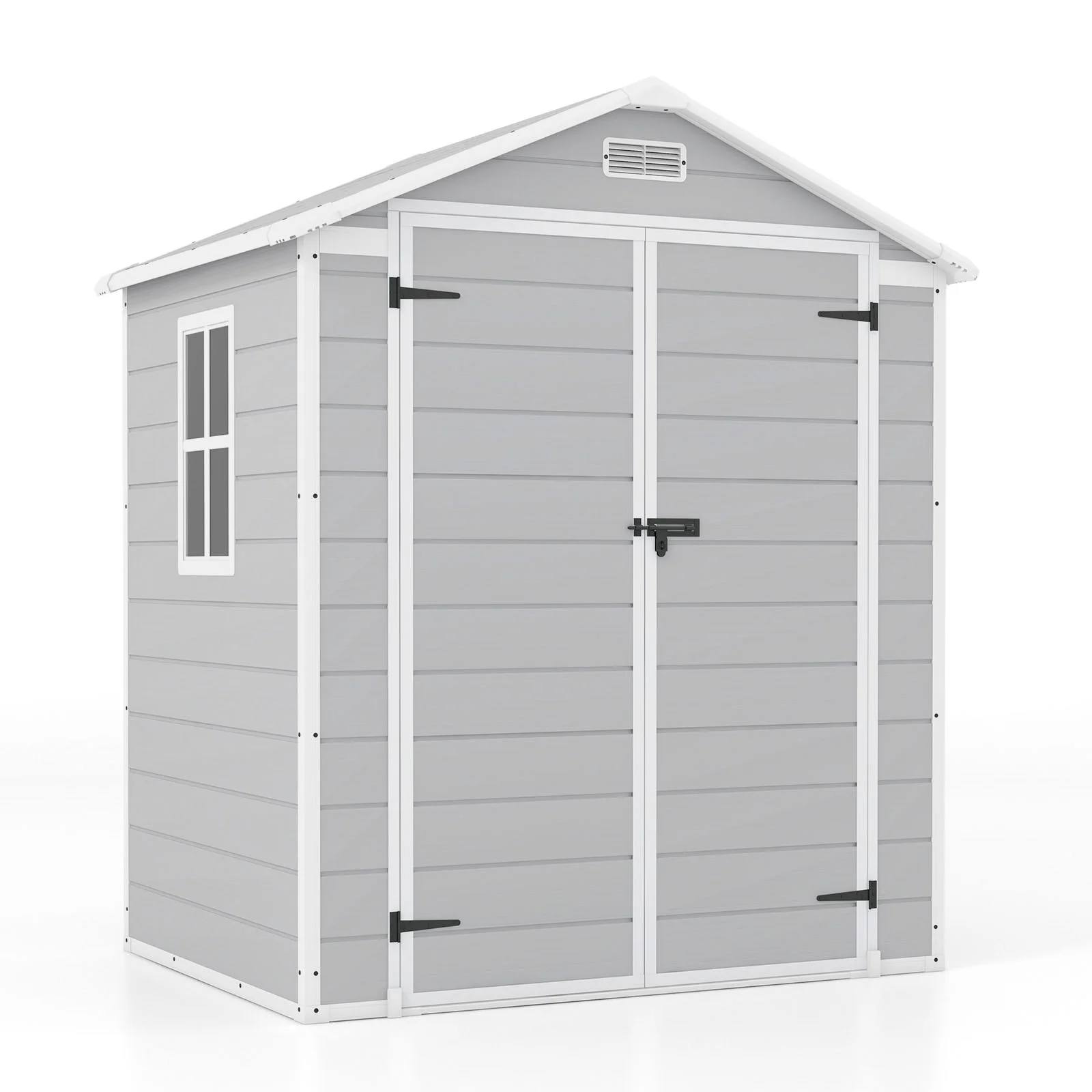 Patiowell 6x4 Resin Outdoor Storage Shed-Perfect to Store Patio Furniture, GardenTools Bike Accessories, Beach Chairs and Lawn Mower, Grey & White