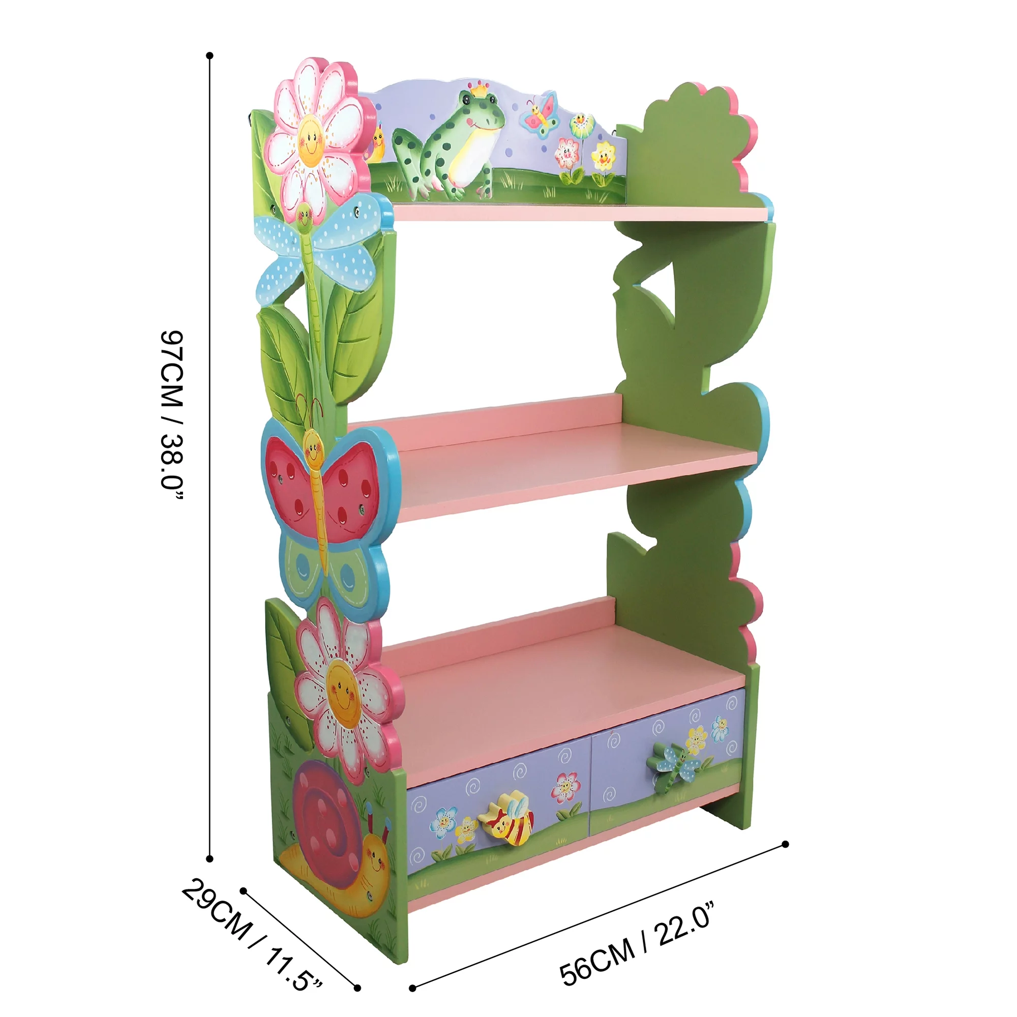 Fantasy Fields Magic Garden Wooden Bookshelf + Storage Drawers