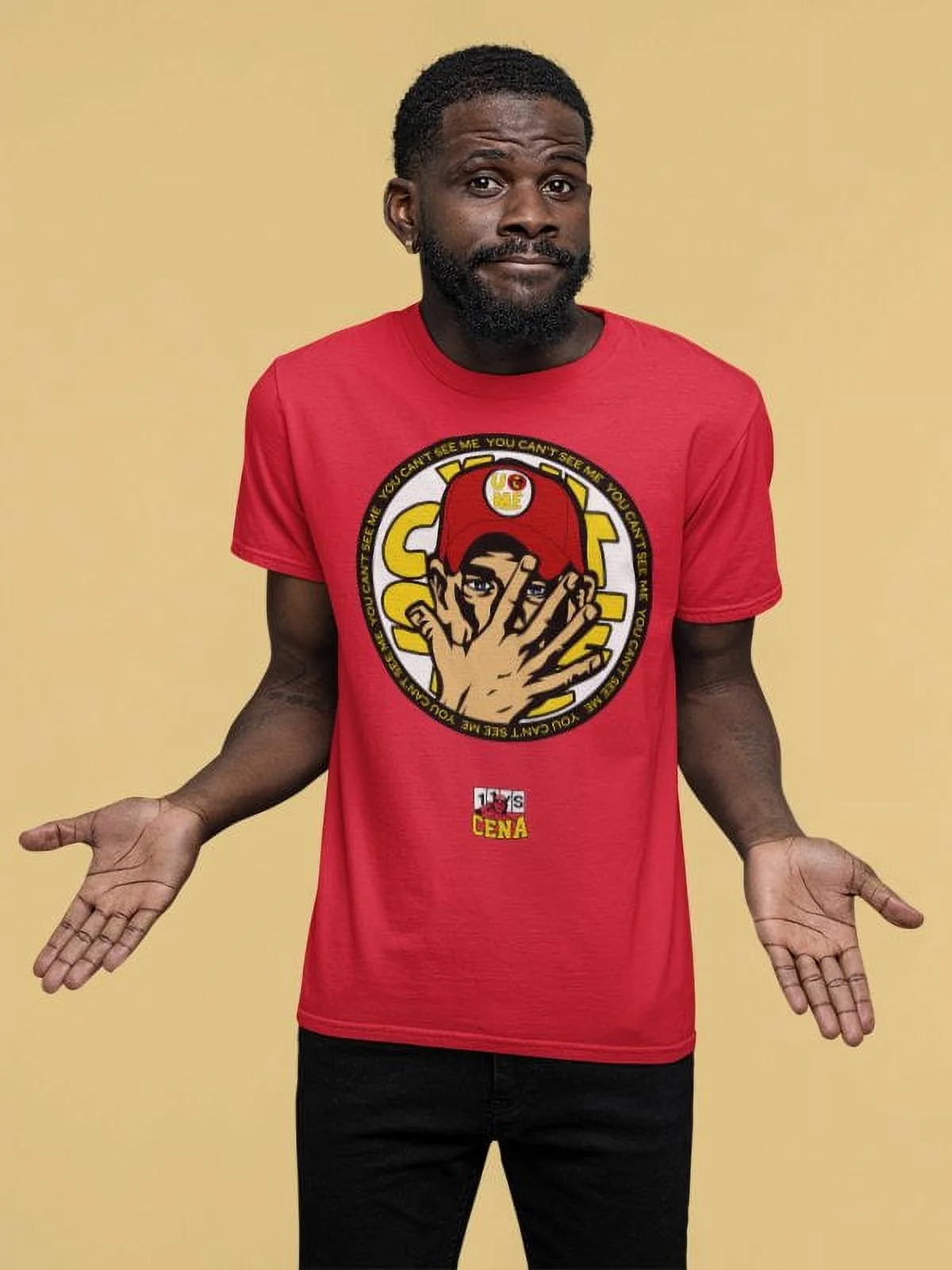 John Cena U Can't C Me Red Gold Mens T-shirt