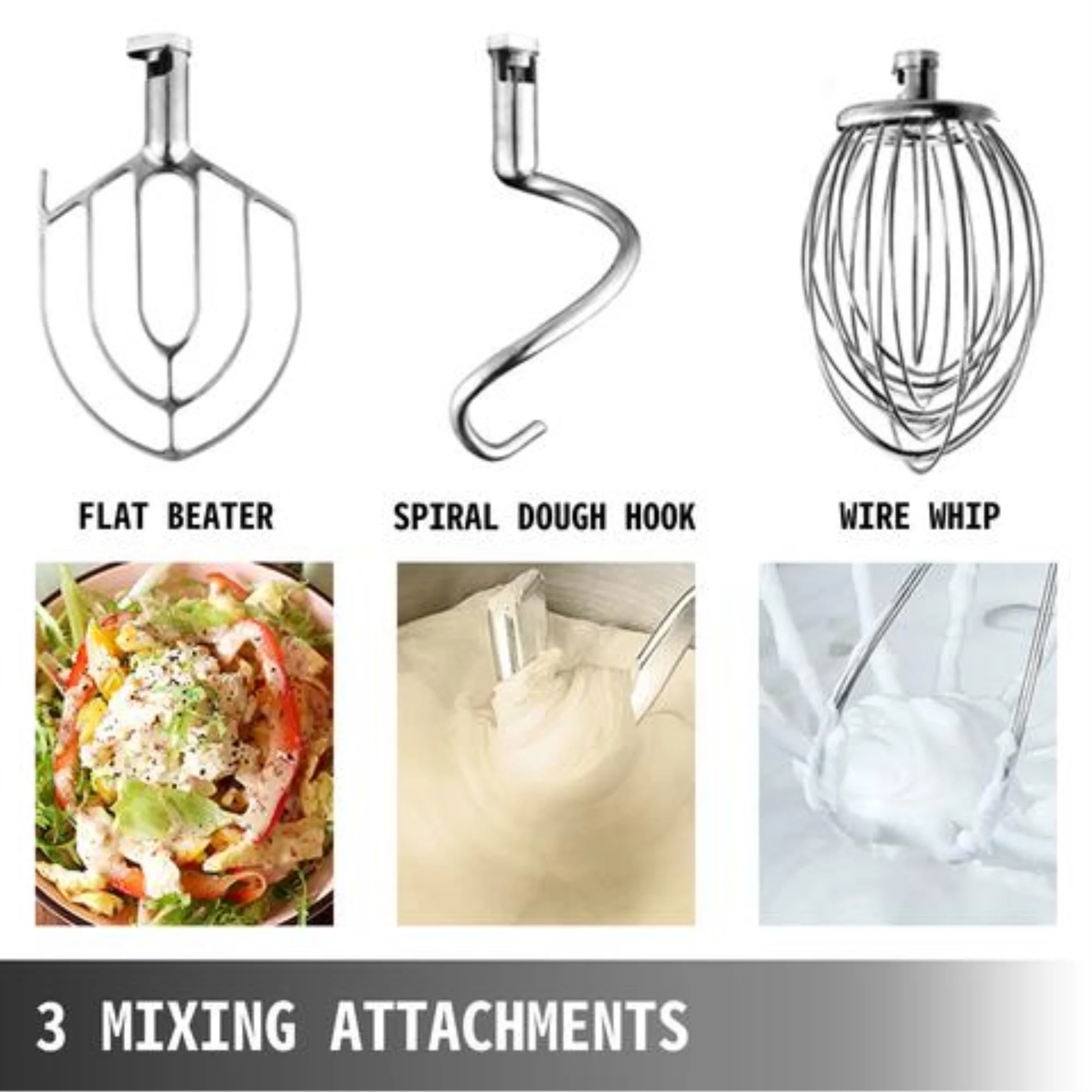 VEVOR Commercial 20Qt Dough Food Mixer 3 Speed Gear Driven Pizza Bakery 750W