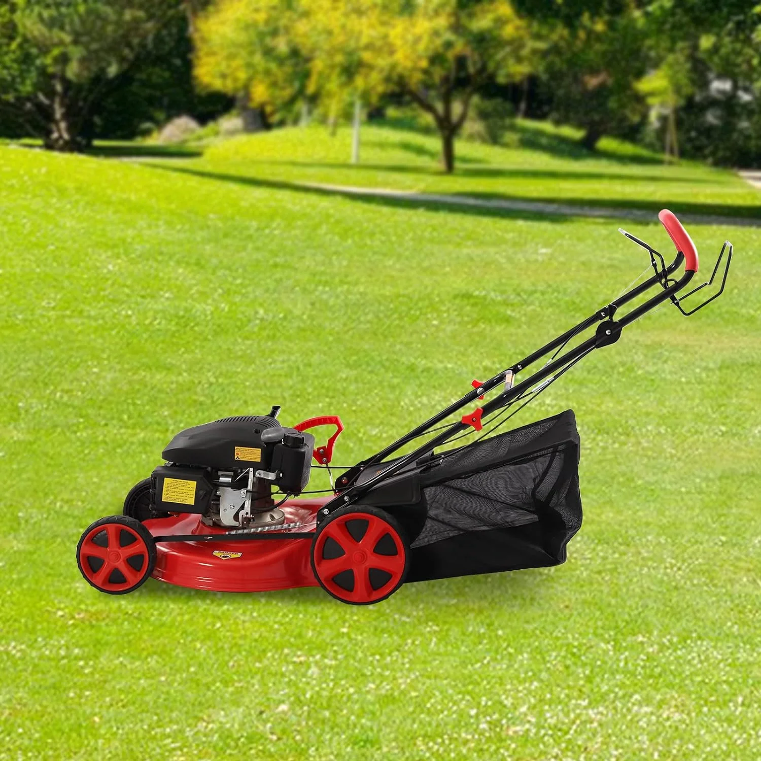 Gas Powered Lawn Mower  173CC Self-Propelled Gas Mower  3-in-1 Push Lawn Mower  20" Gas Lawn Mower with Bag  4-Stroke Single Cylinder Gasoline Engine  8 Adjustable Heights  for Lawn