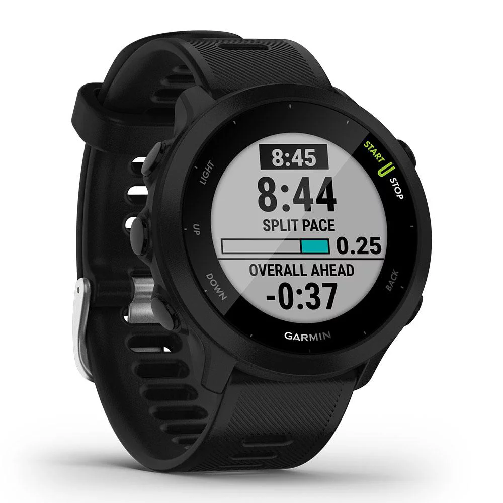 Garmin Forerunner 55 (Black) GPS Running Smartwatch Power Bundle with PlayBetter Portable Charger & HD Screen Protectors