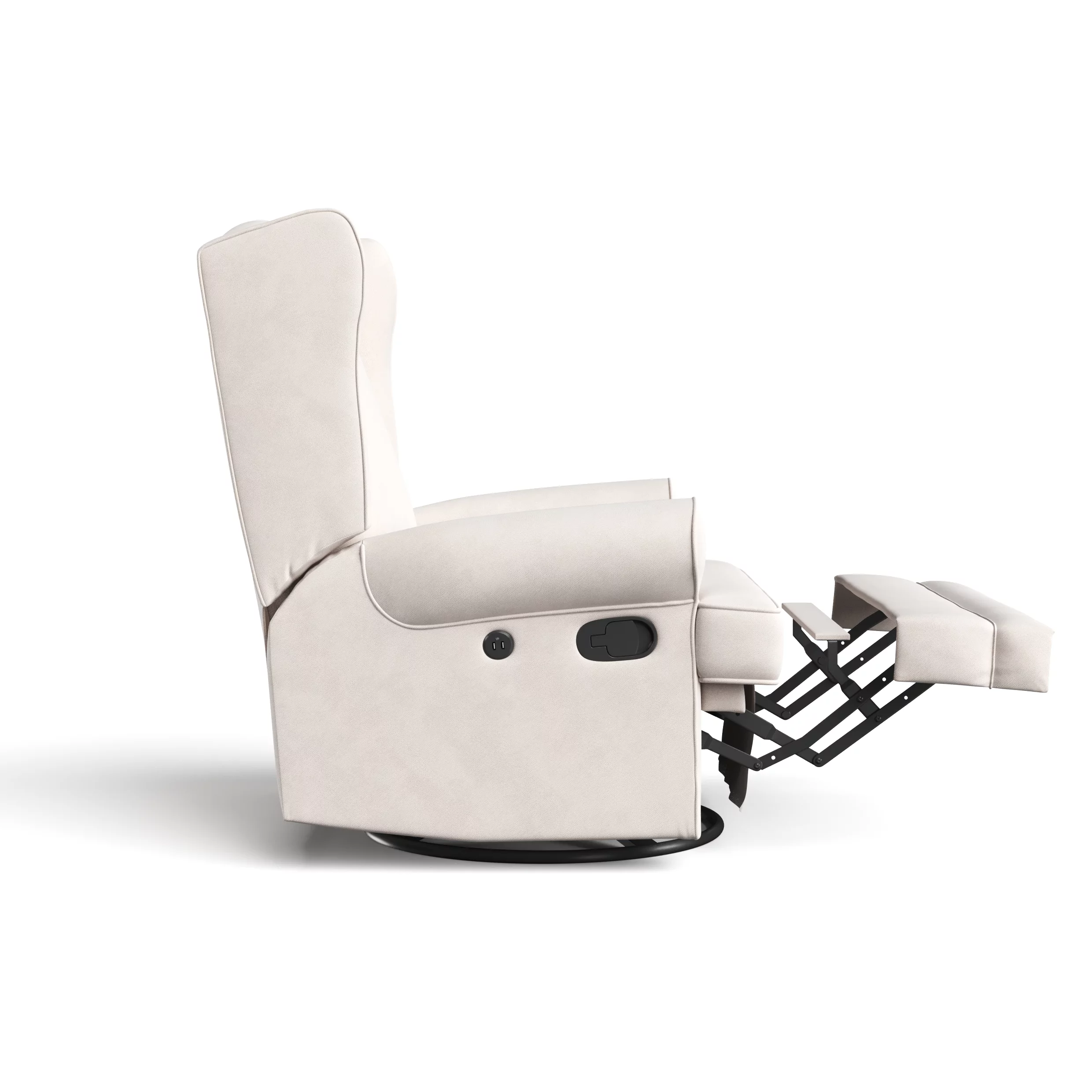 Storkcraft Serenity Wingback Children's Nursery Recline Glider with USB, Ivory