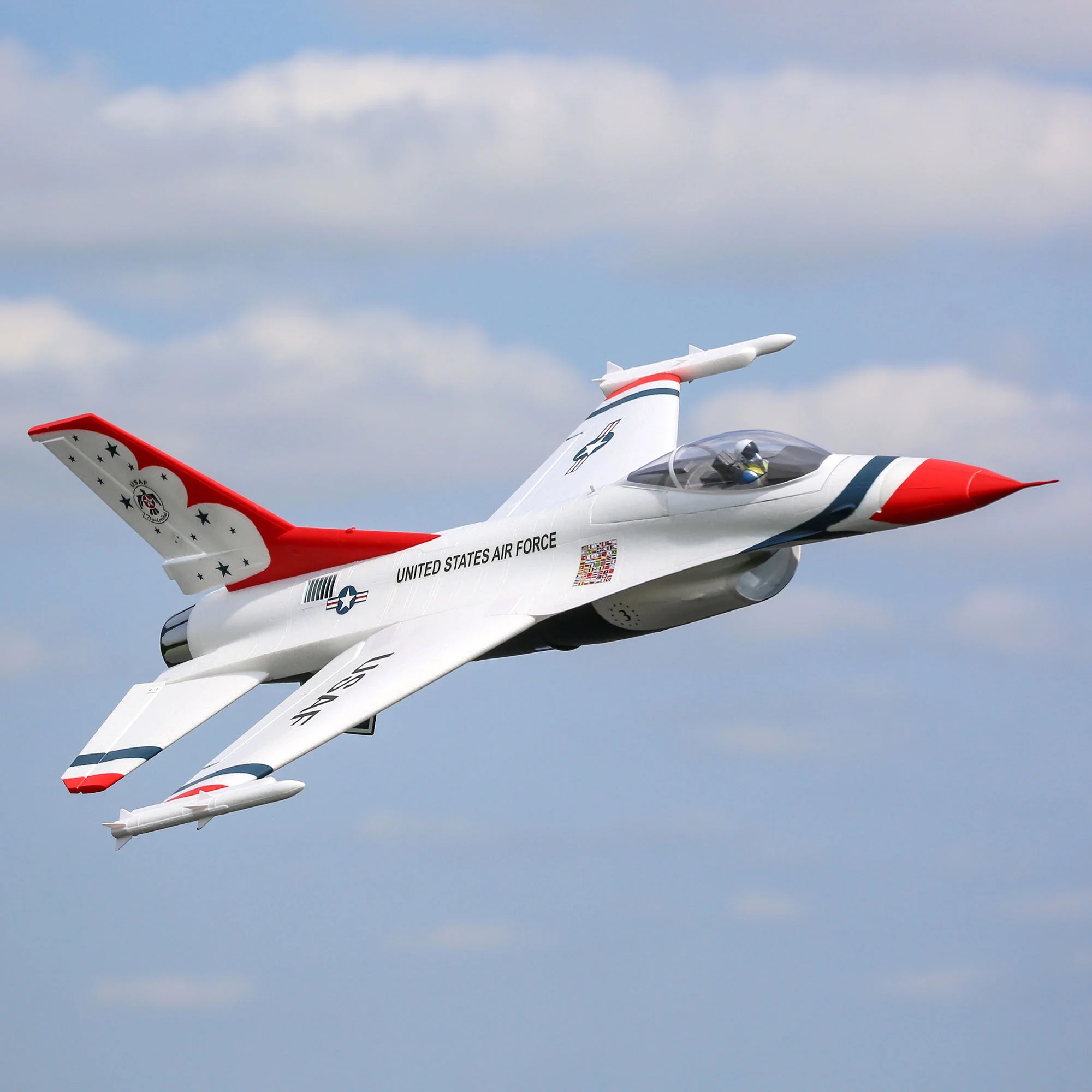 E-flite RC Airplane F-16 Thunderbirds 70mm EDF Jet BNF Basic Transmitter Battery and Charger Not Included EFL178500