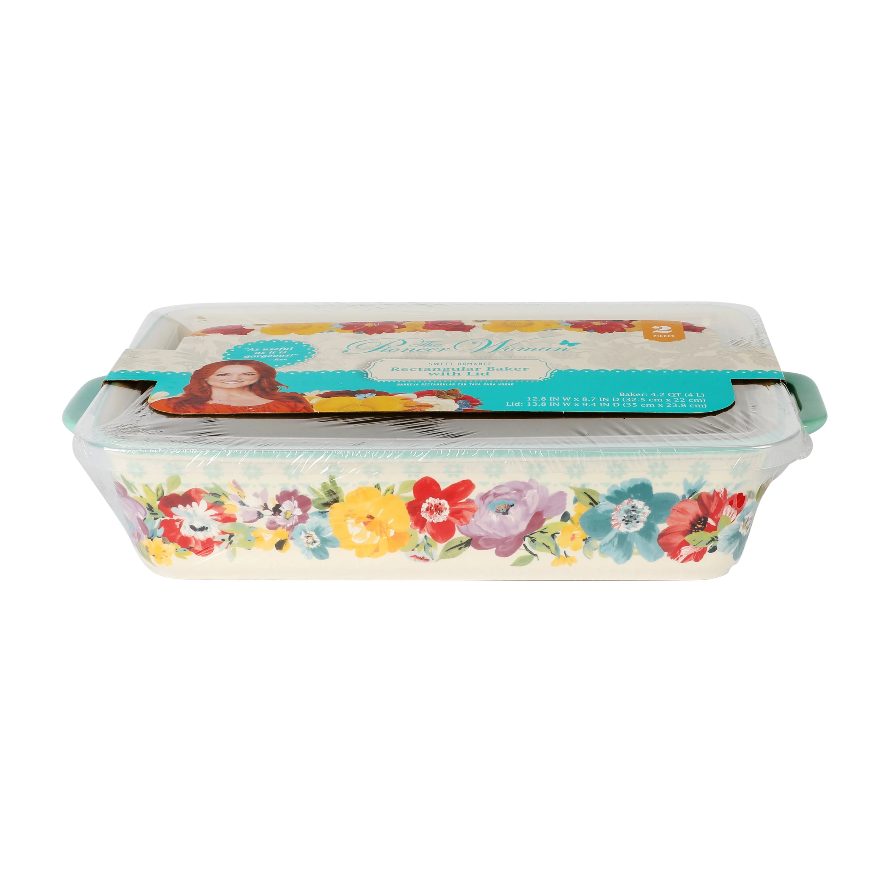 The Pioneer Woman Ceramic 9x13 Baker with Lid, Sweet Romance