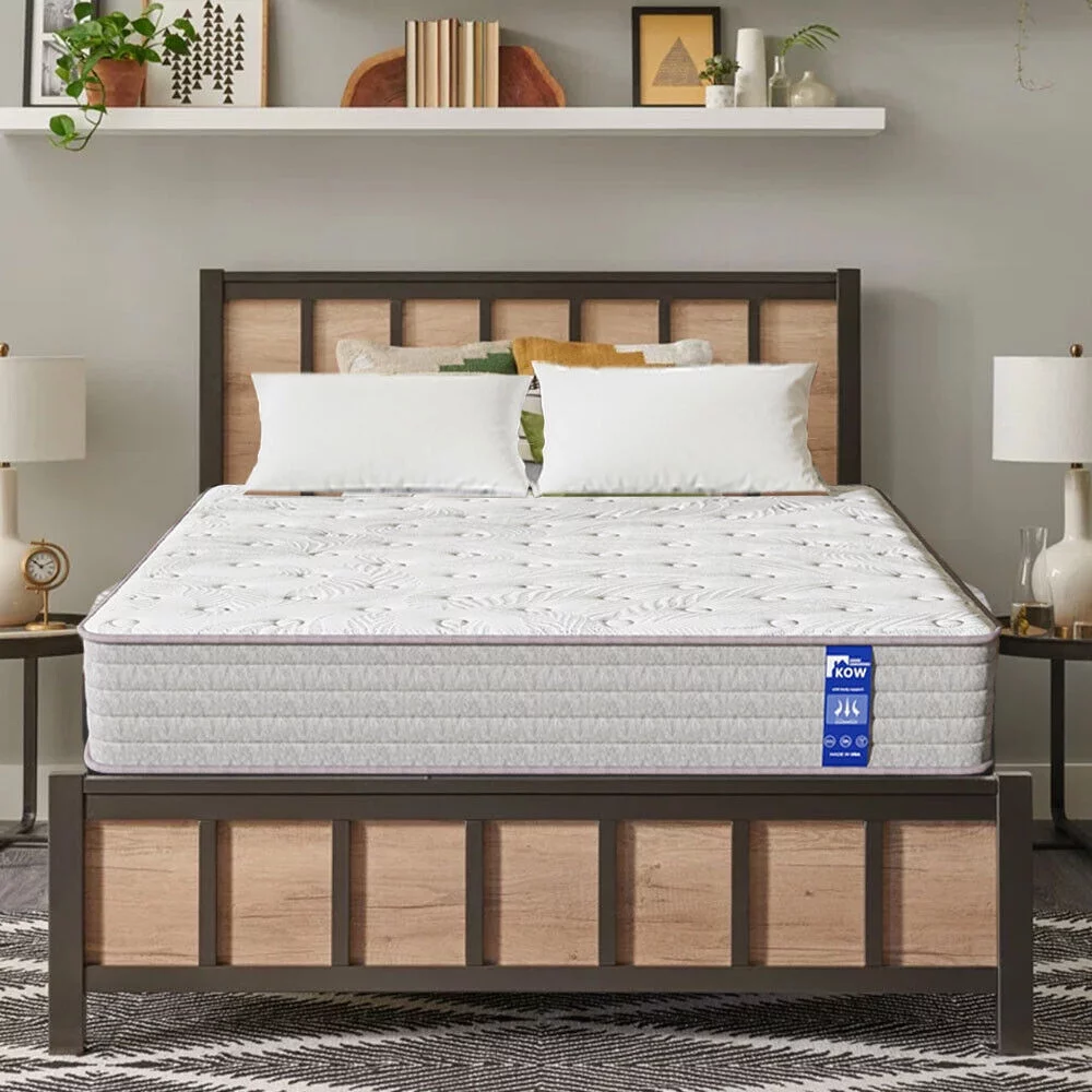 KOW® 12 inch Full Size Gel Memory Foam Mattress in a box,Medium Firm,Pressure Relief,5 Zones Support,Egde Support