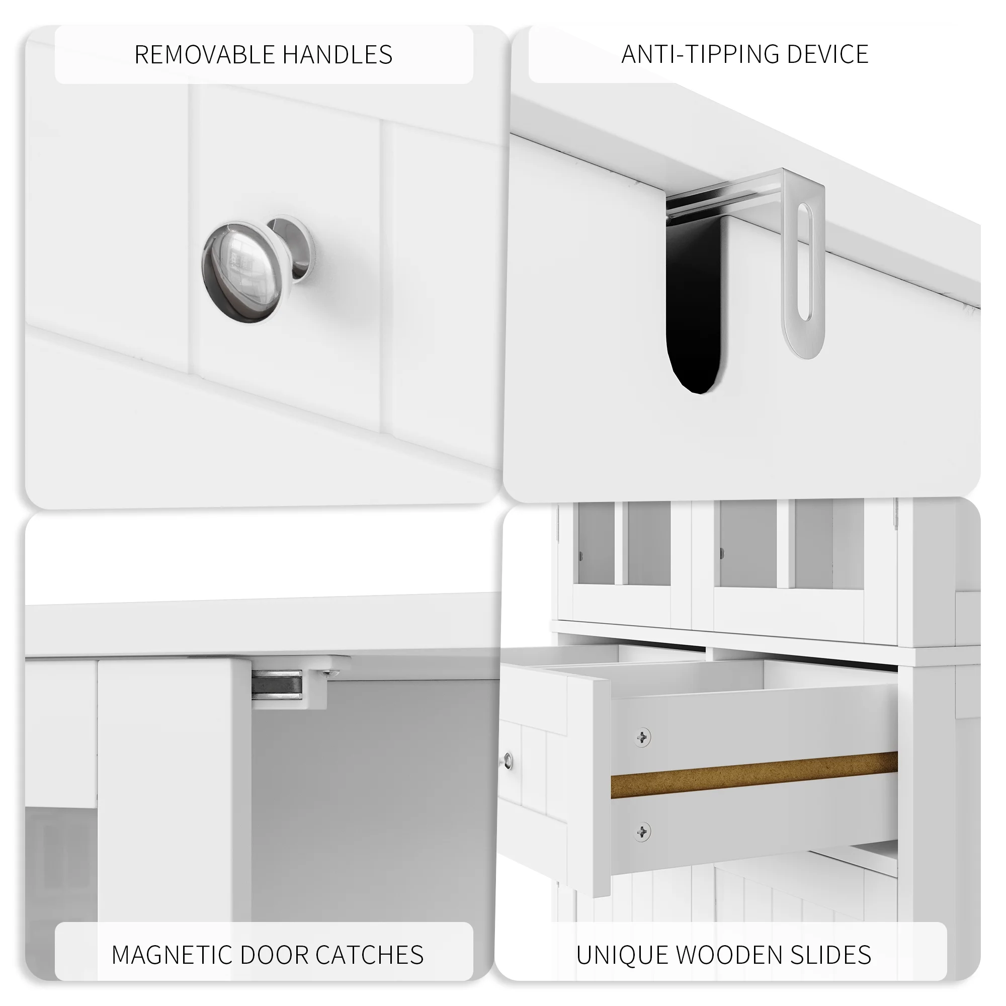 Homfa kitchen Pantry Cabinet with Glass Doors, 71'' Tall Storage Cabinet for Dining Room Living Room, White