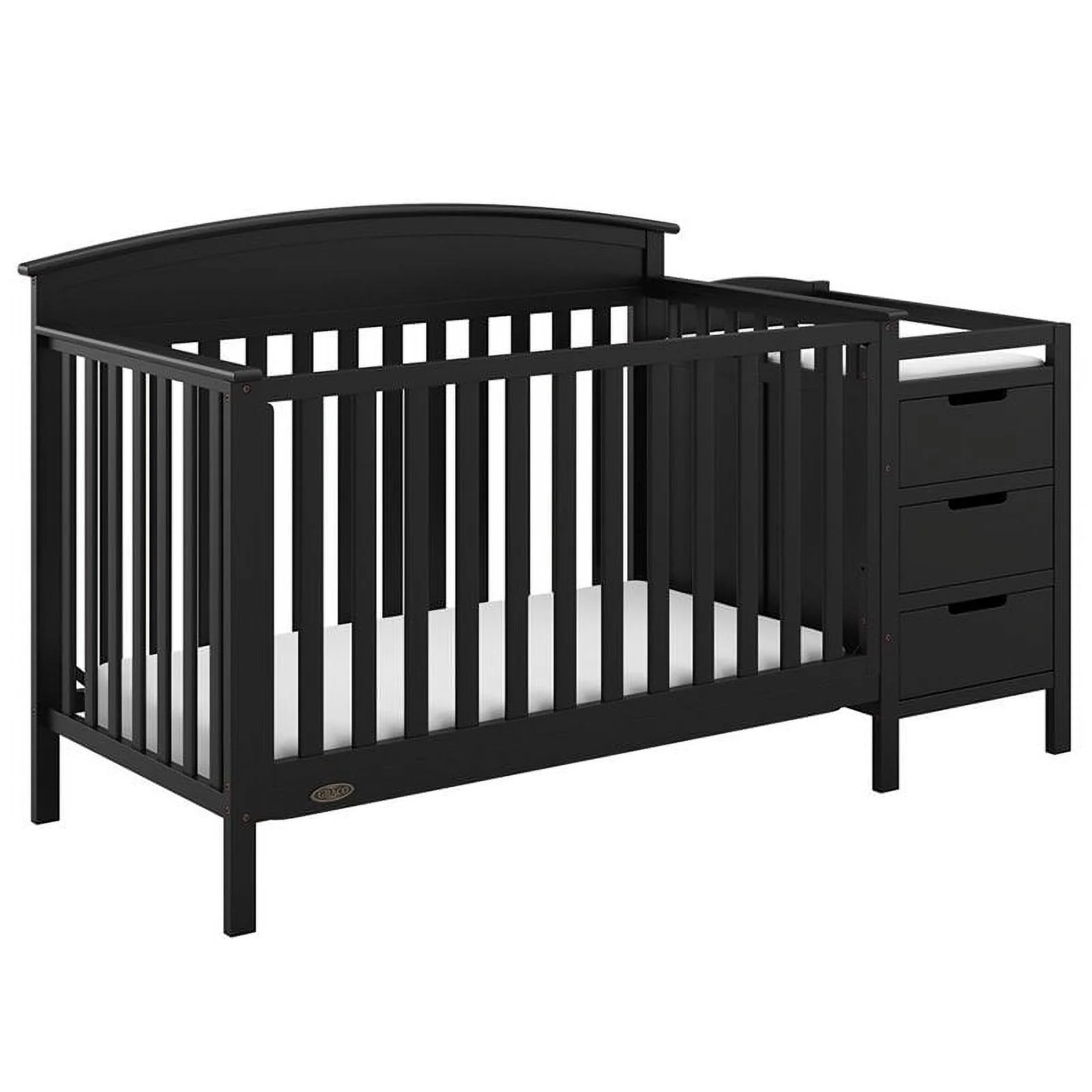 Graco Benton 4-in-1 Convertible Baby Crib and Changer, Black