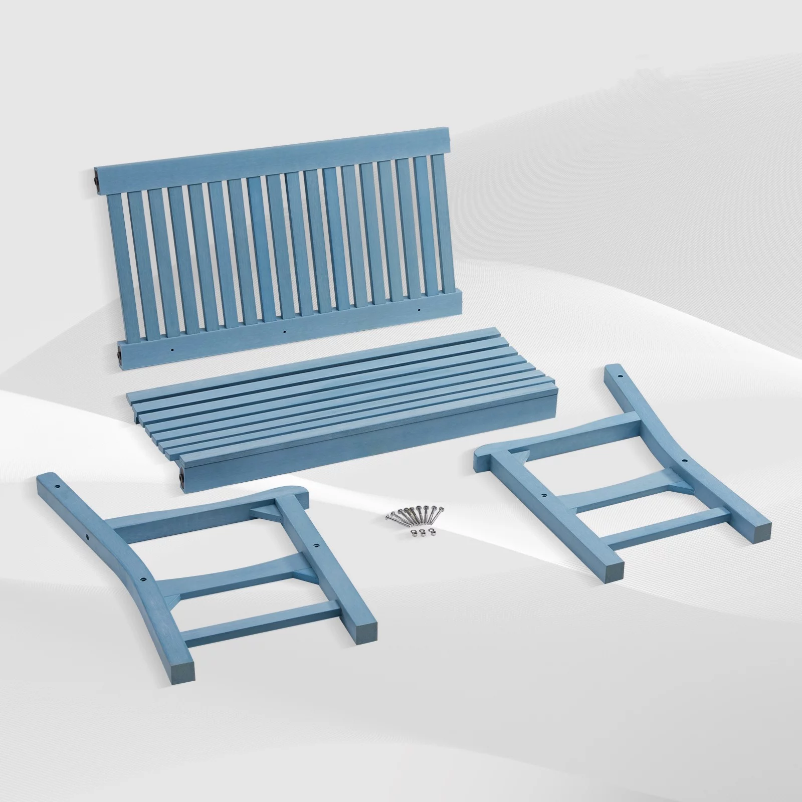 Efurden Garden Bench, 2-Person Poly Lumber Patio Bench, All-Weather Outdoor Bench for Garden Porch and Park (Blue)