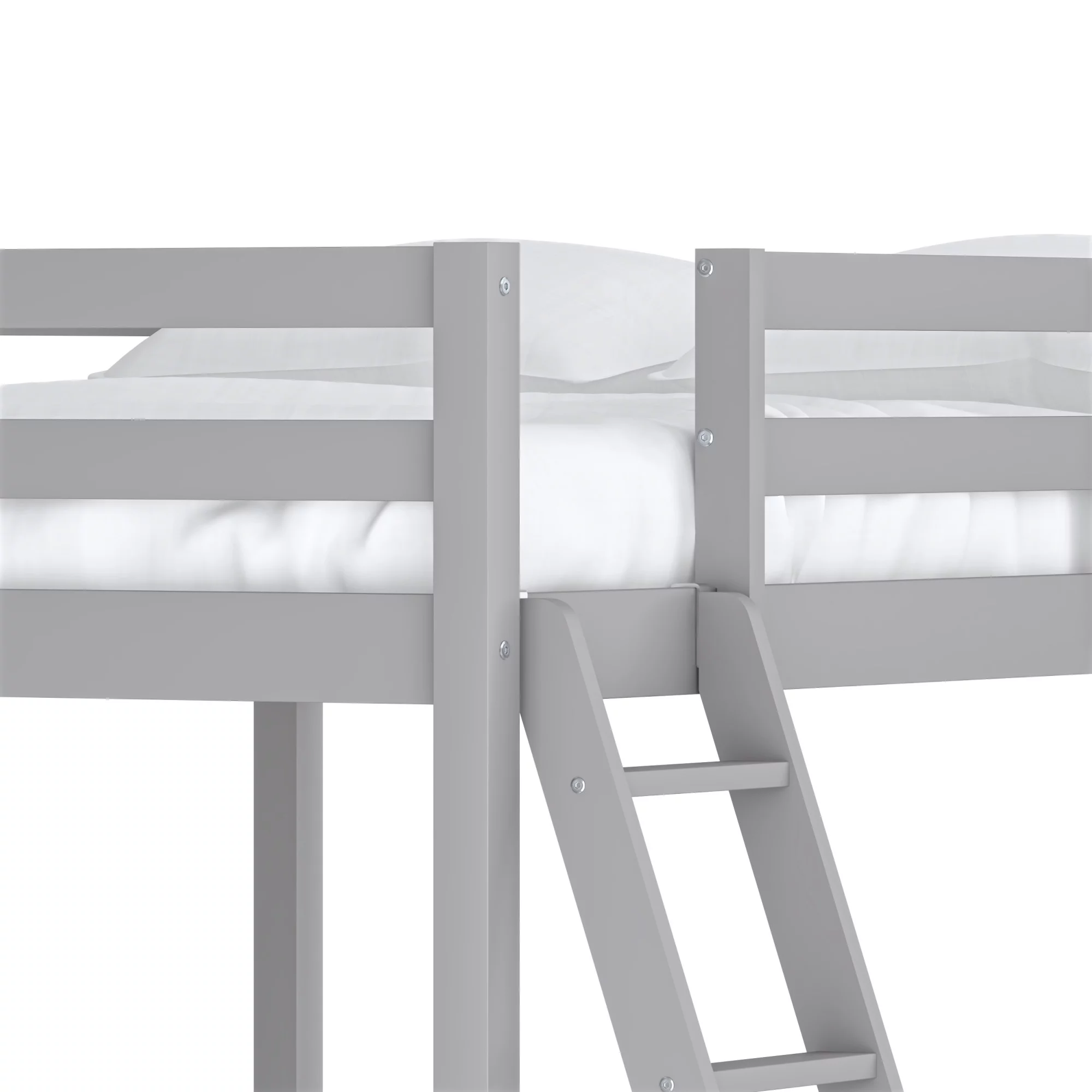 Hillsdale Campbell Wood Full Loft Bunk Bed with Ladder, up to 350 lbs Capacity, Gray