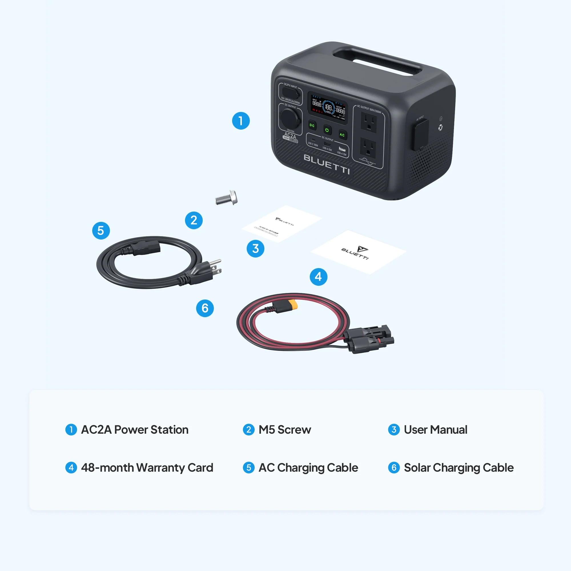 BLUETTI AC2A Portable Solar Generator, 204.8Wh LiFePO4 Power Station,W/Carry Bag,With 300W Rated Power (600W Lifting Power) for Camping, Hiking, Home, 0-80% Recharge in 45 Mins