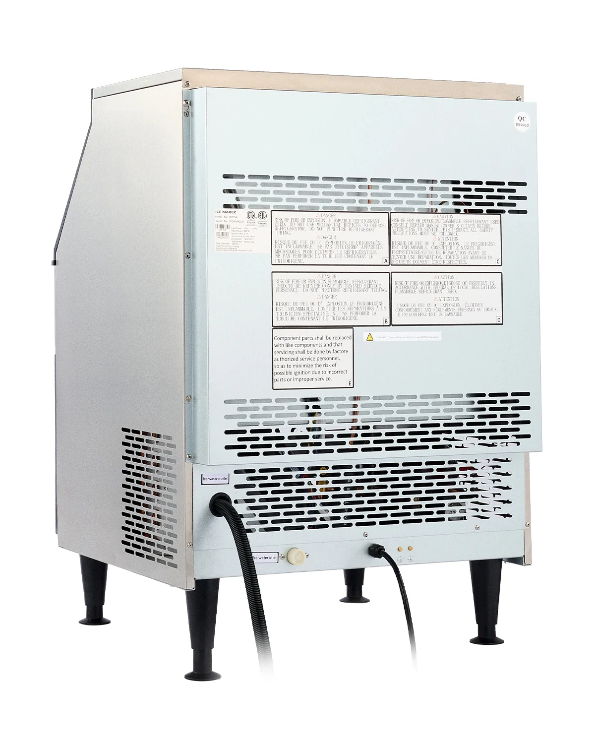 WILPREP Commercial Ice Maker 175lb Daily Production with 90pc Yield 78lb Storage