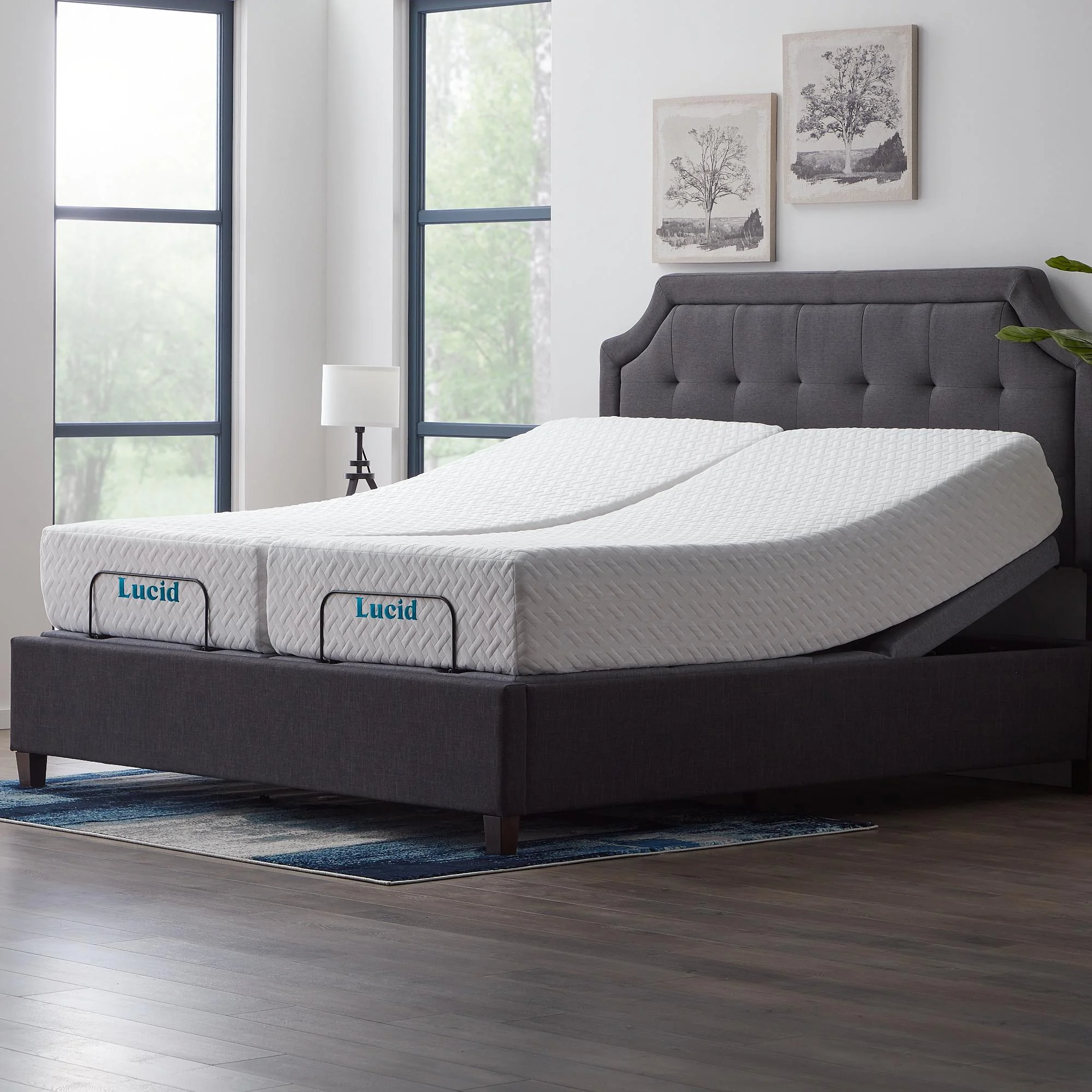Lucid Premium Steel Adjustable Bed Base with Zero Clearance, King/Split King