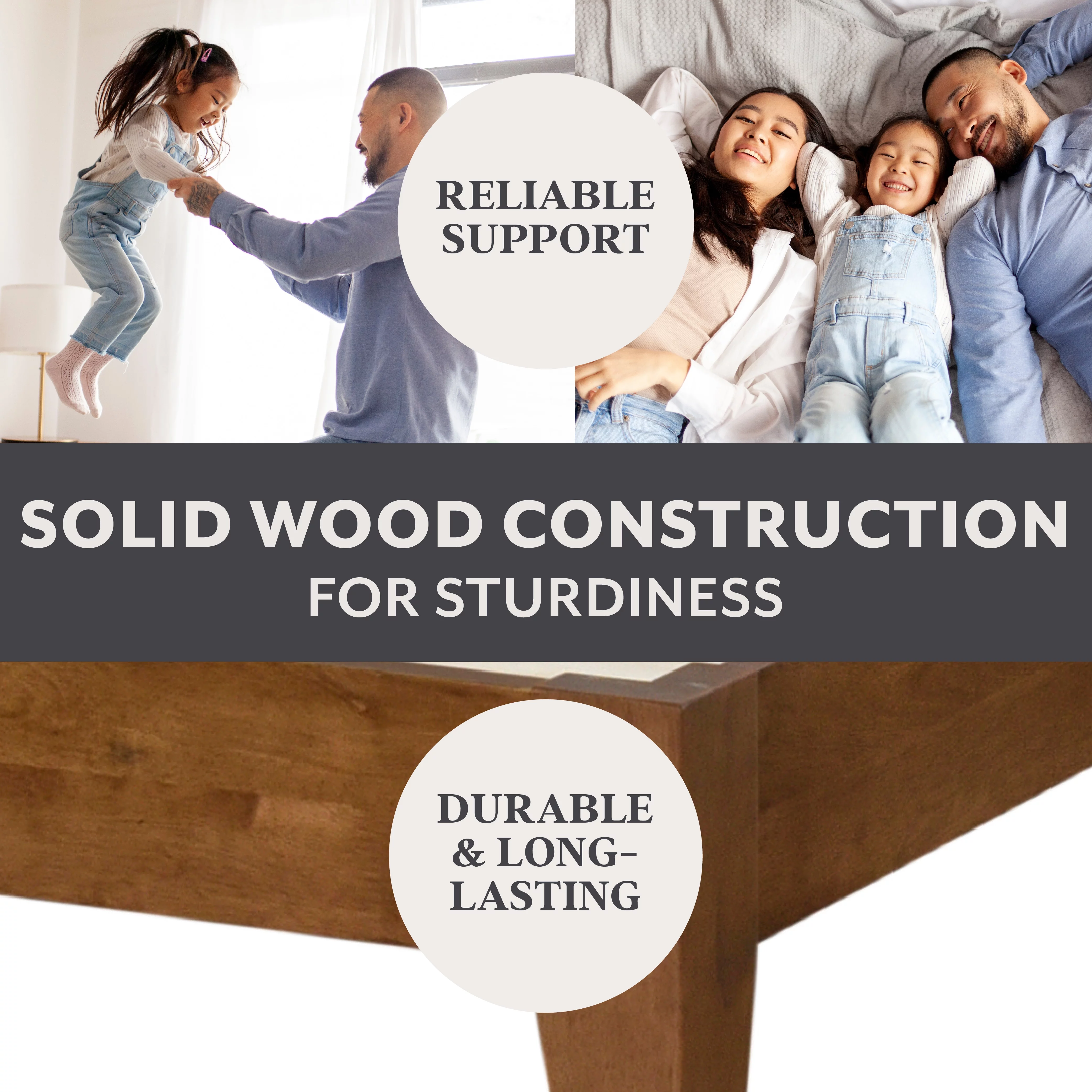 DG Casa Thomas Wingback Channel Queen Bed Frame - Stylish Upholstered Bed Frame Queen | Easy Install Queen Bed Frame with Headboard and Wooden Slat Support Included | No Box Spring Required