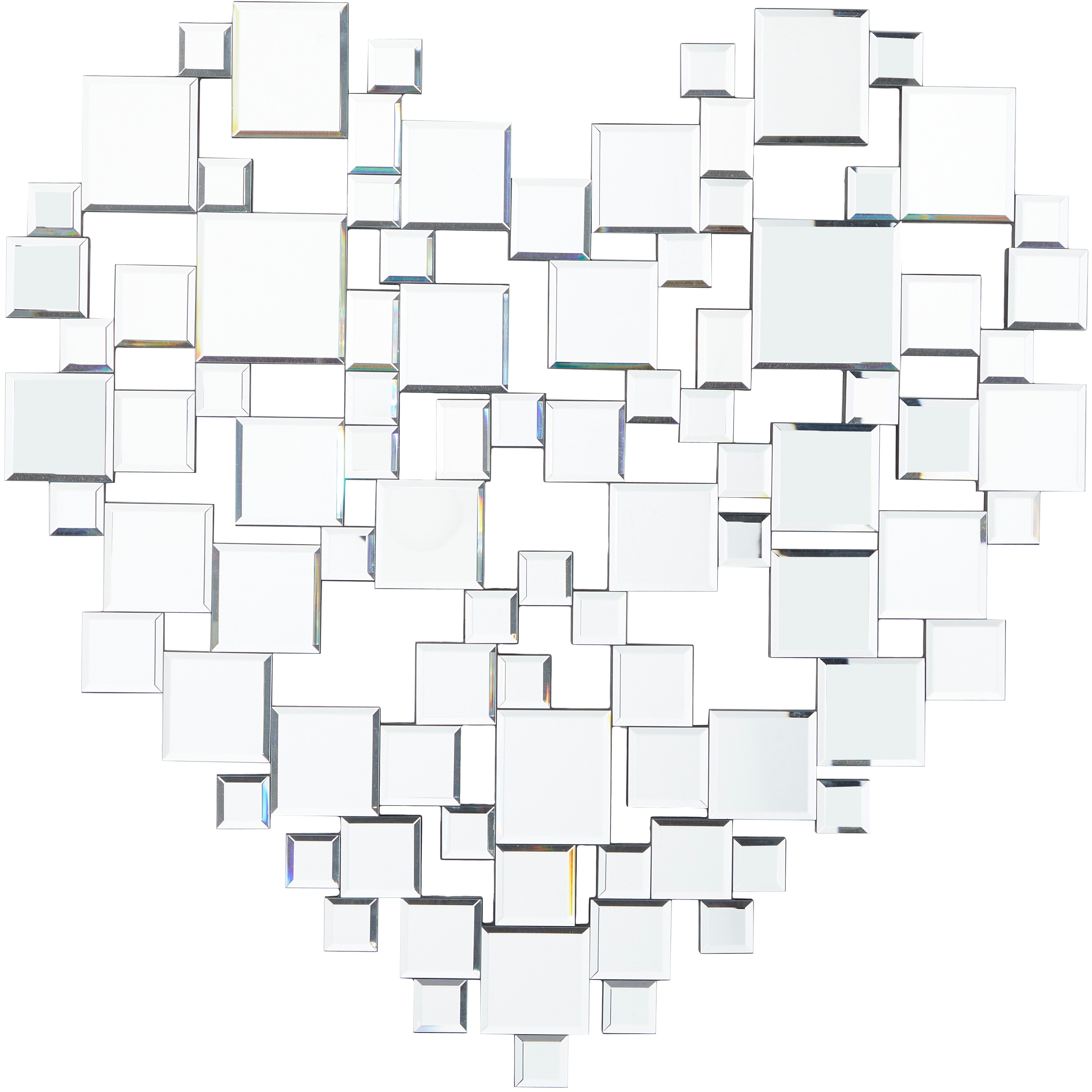 The Novogratz  Silver Glass Mosaic Heart Wall Mirror - 32
