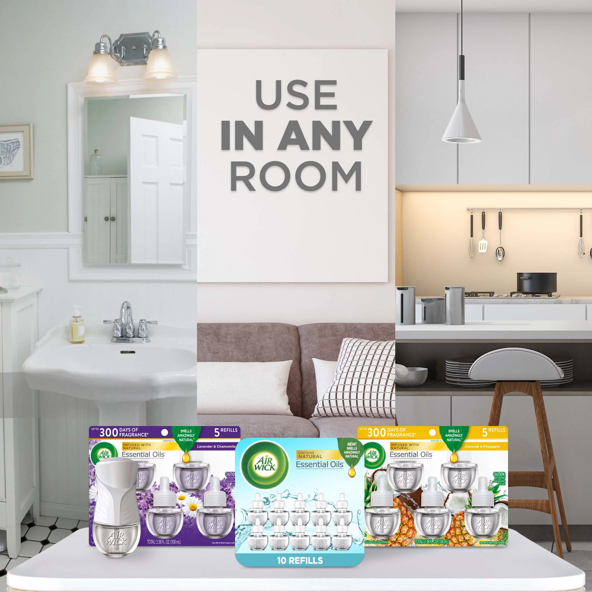 Air Wick Plug in Scented Oil Refill, 10ct, Hawaii, Air Freshener, Eco Friendly, Essential Oils