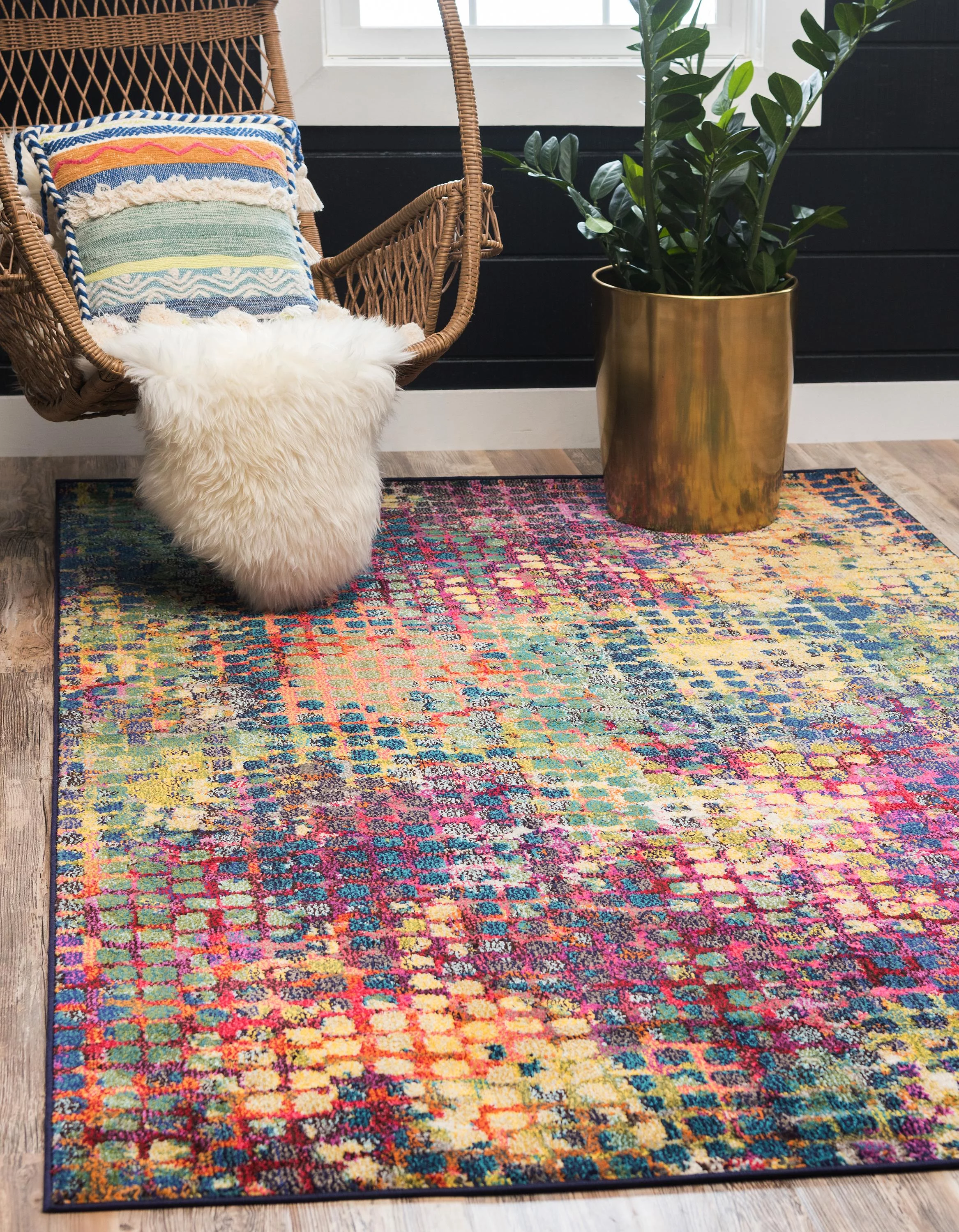 Unique Loom Stormy Chromatic Rug Multi/Blue 5' 1