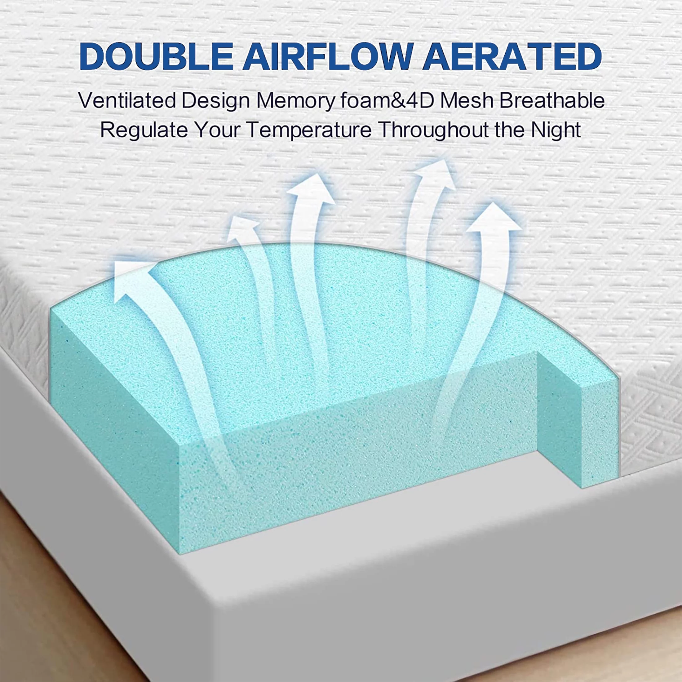 INGALIK 3 Inch Gel Memory Foam Mattress Topper Queen Size, Mattress Pad Cover for Pressure Relief, Bed Topper with Removable Rayon Made from Bamboo Cover, Soft & Breathable, White