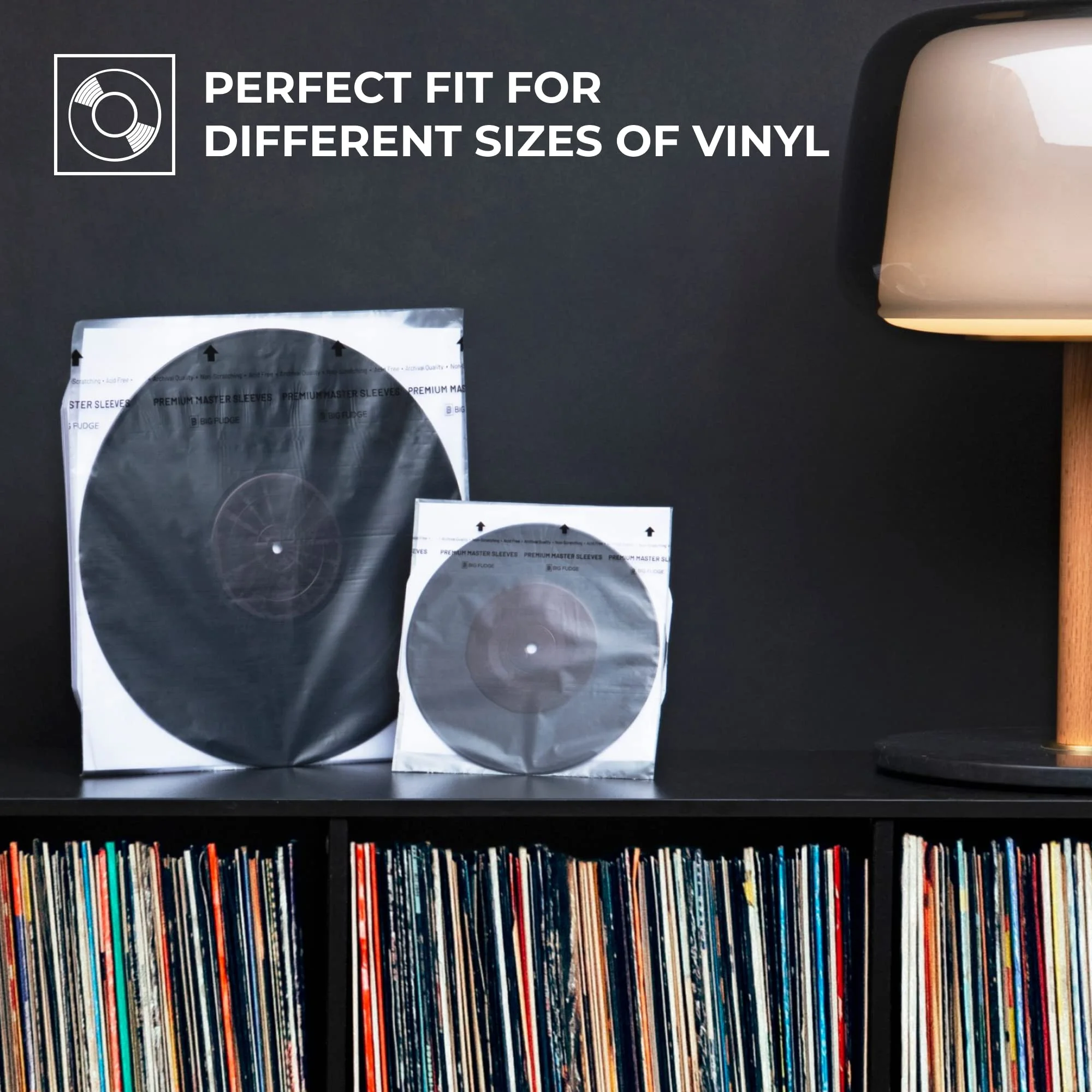 Big Fudge Vinyl Record Premium Inner Sleeves 3 Ply with Anti-Static Rice Paper 7” 50 Pack