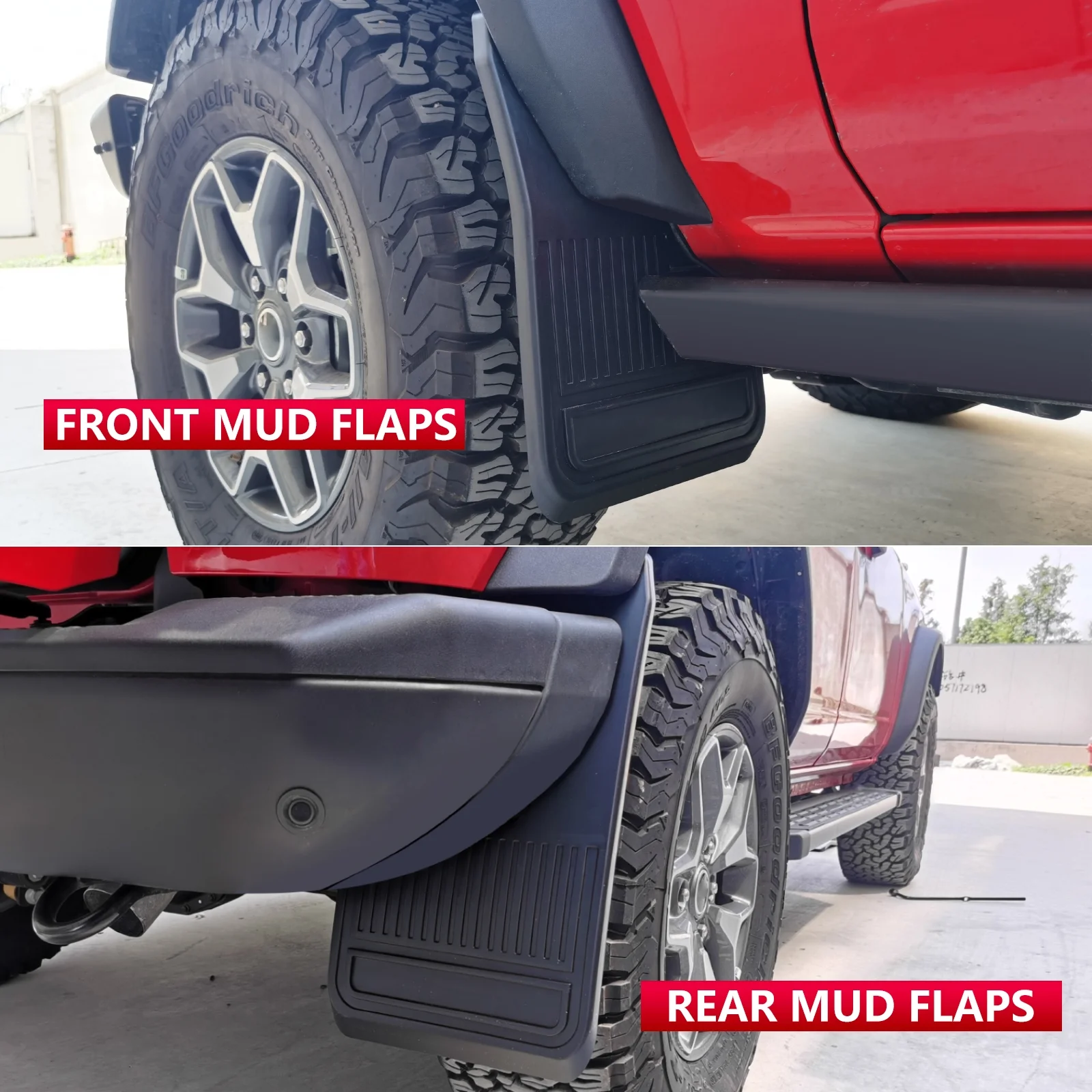 Ikon Motorsports Compatible With 2021-2023 Ford Bronco Mud Flaps 4PCS Black PP Front Rear Left Right Splash Mud Guard Mudguard Mudflaps
