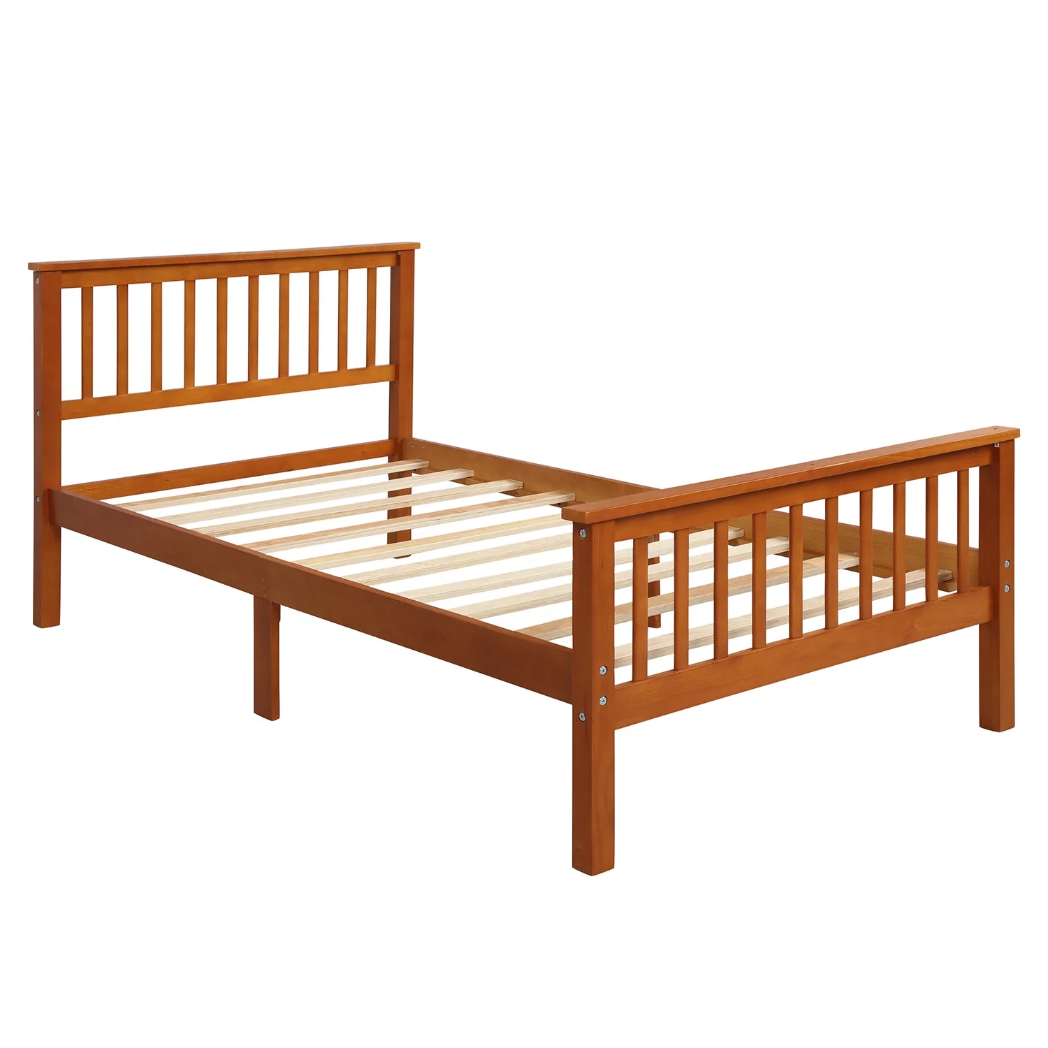 Wood Twin Size Platform Bed Frame with Headboard and Footboard for Kids Boys Girls Teens Adults, No Box Spring Need, Easy Assembly, Oak