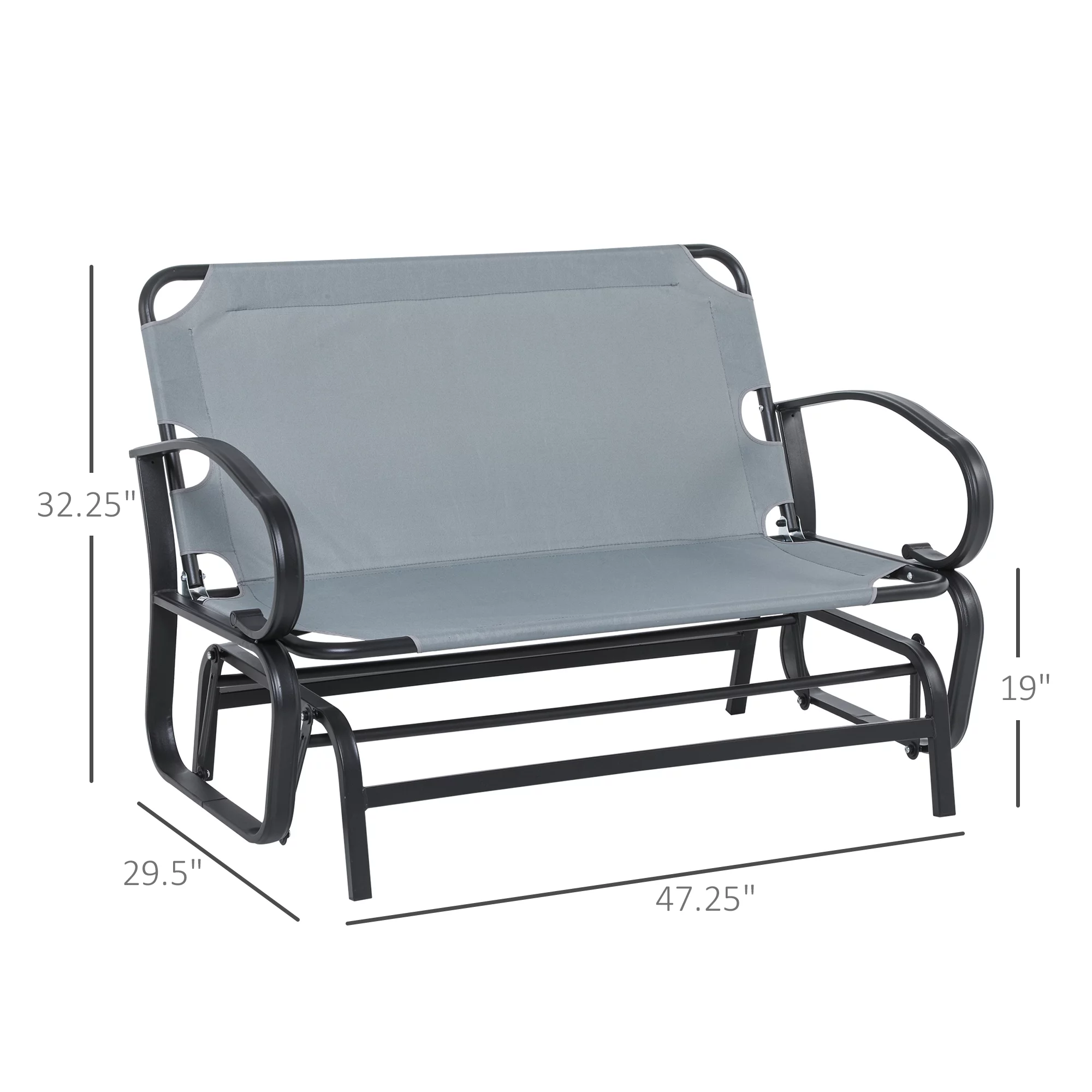 Outsunny Outdoor Garden 2-Person Gliding Chair Patio Glider with Cushions Grey
