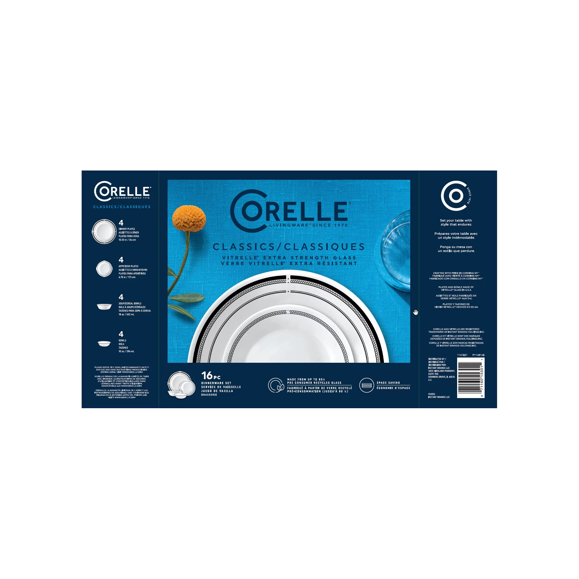 Corelle Brasserie 12-pc Dinnerware Set, Serves 4