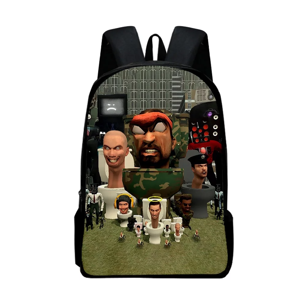 Skibidi Toilet Wiki Cartoon Double Shoulder Bag Funny Travel Bag Unisex Zipper Oxford Bag