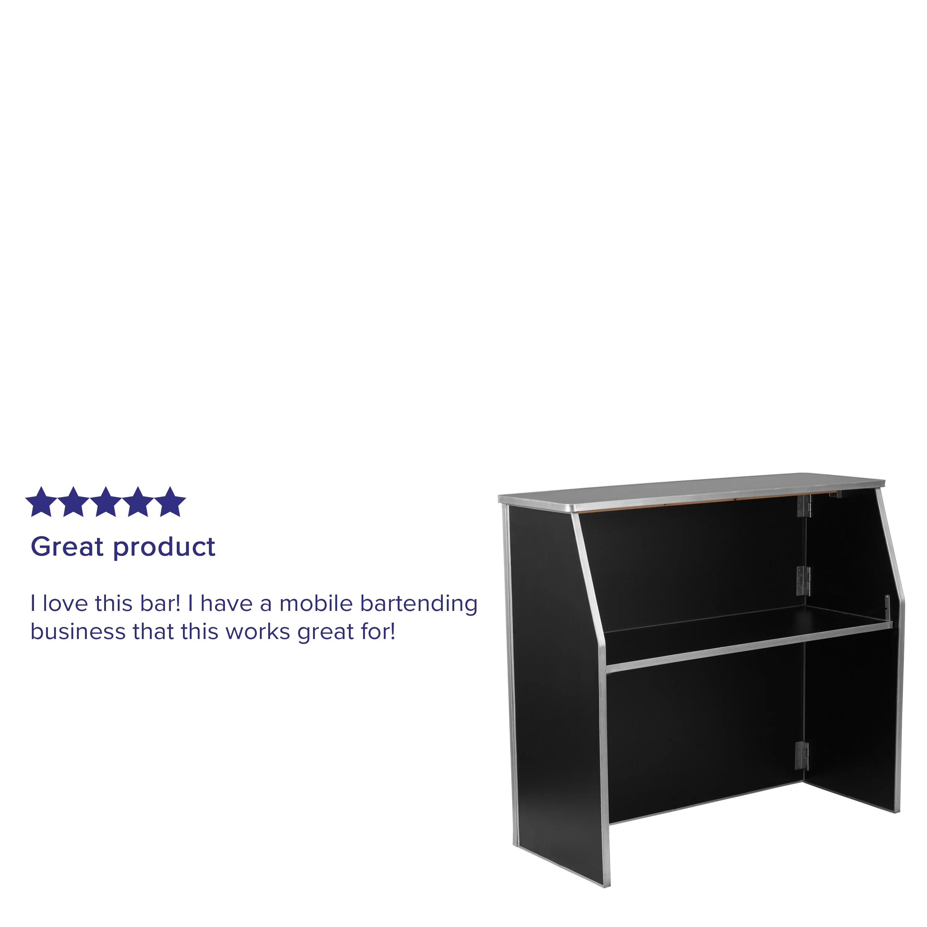 Flash Furniture Amara 4' Black Laminate Foldable Bar - Portable Event Bar
