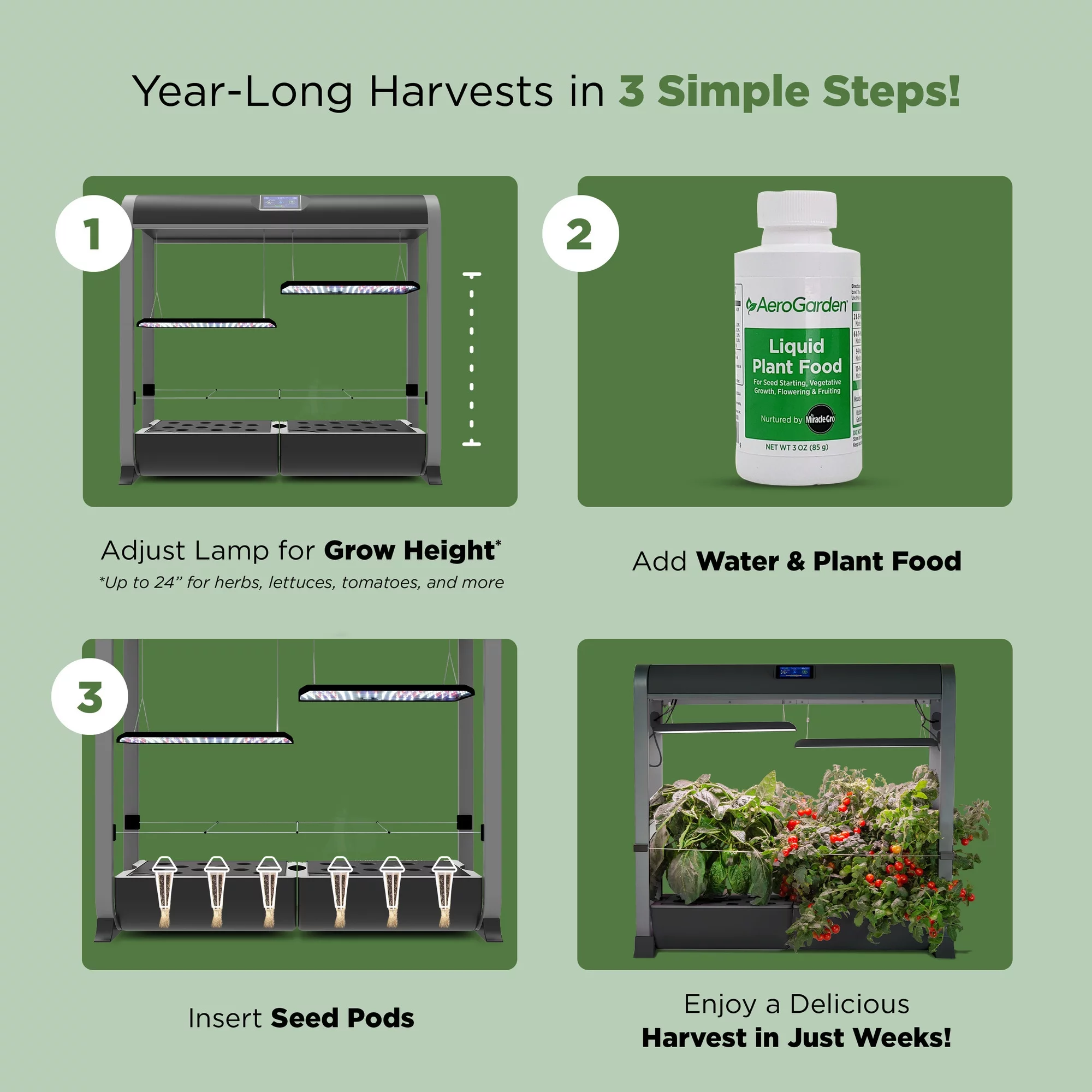 AeroGarden Farm 24Plus with Salad Bar Seed Pod Kit, Black