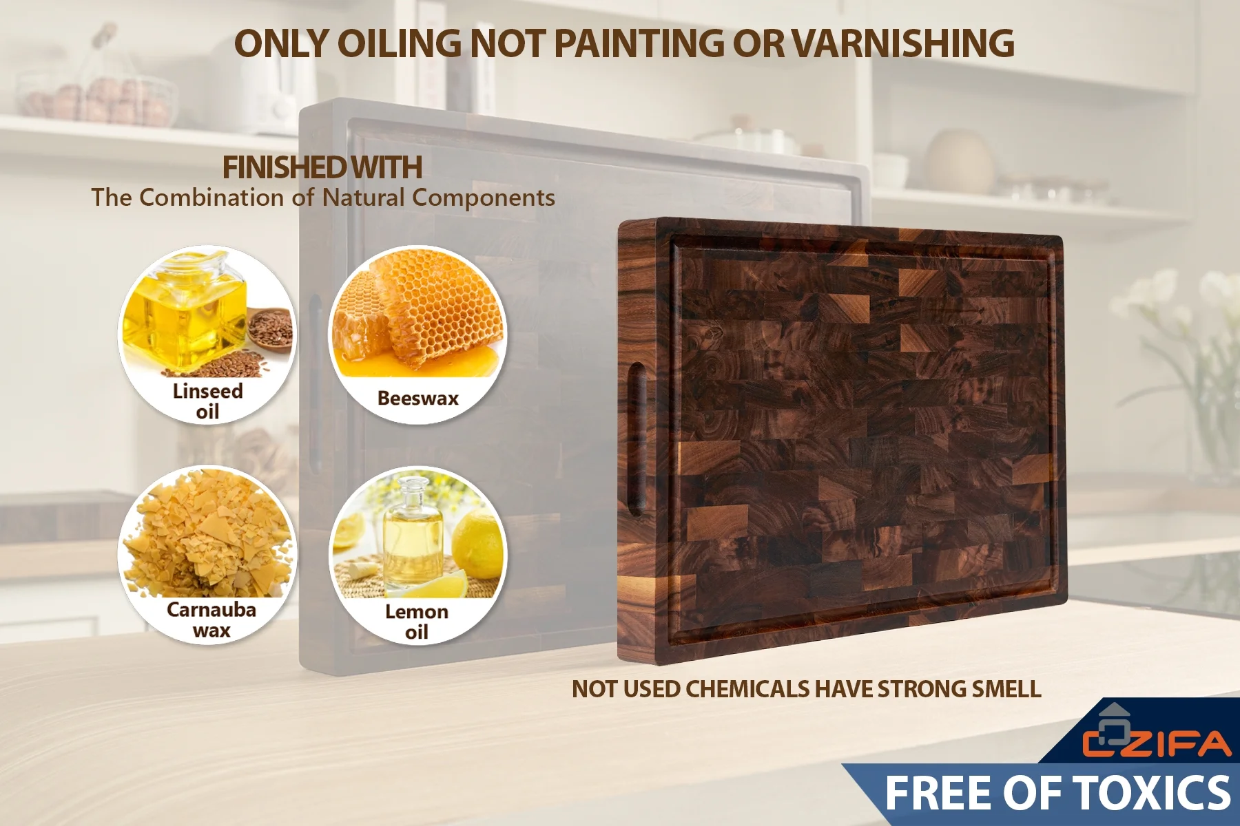 Cozifa Walnut Wood Cutting Board, Oil Wax Finished, Gift Box, 17x12x1.6-in