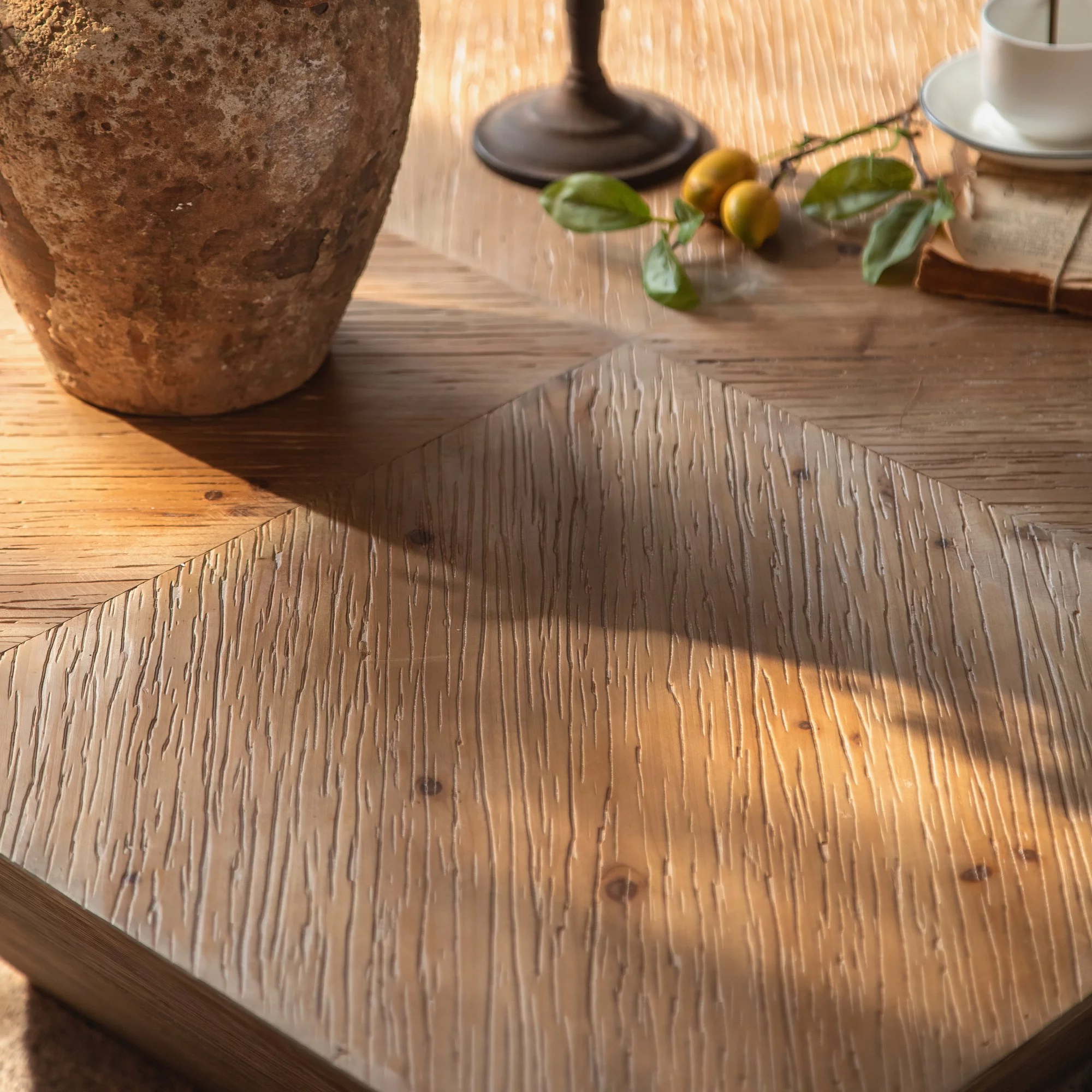 Gexpusm Farmhouse Coffee Table with Storage, Retro Square Wood Center Table for Living Room