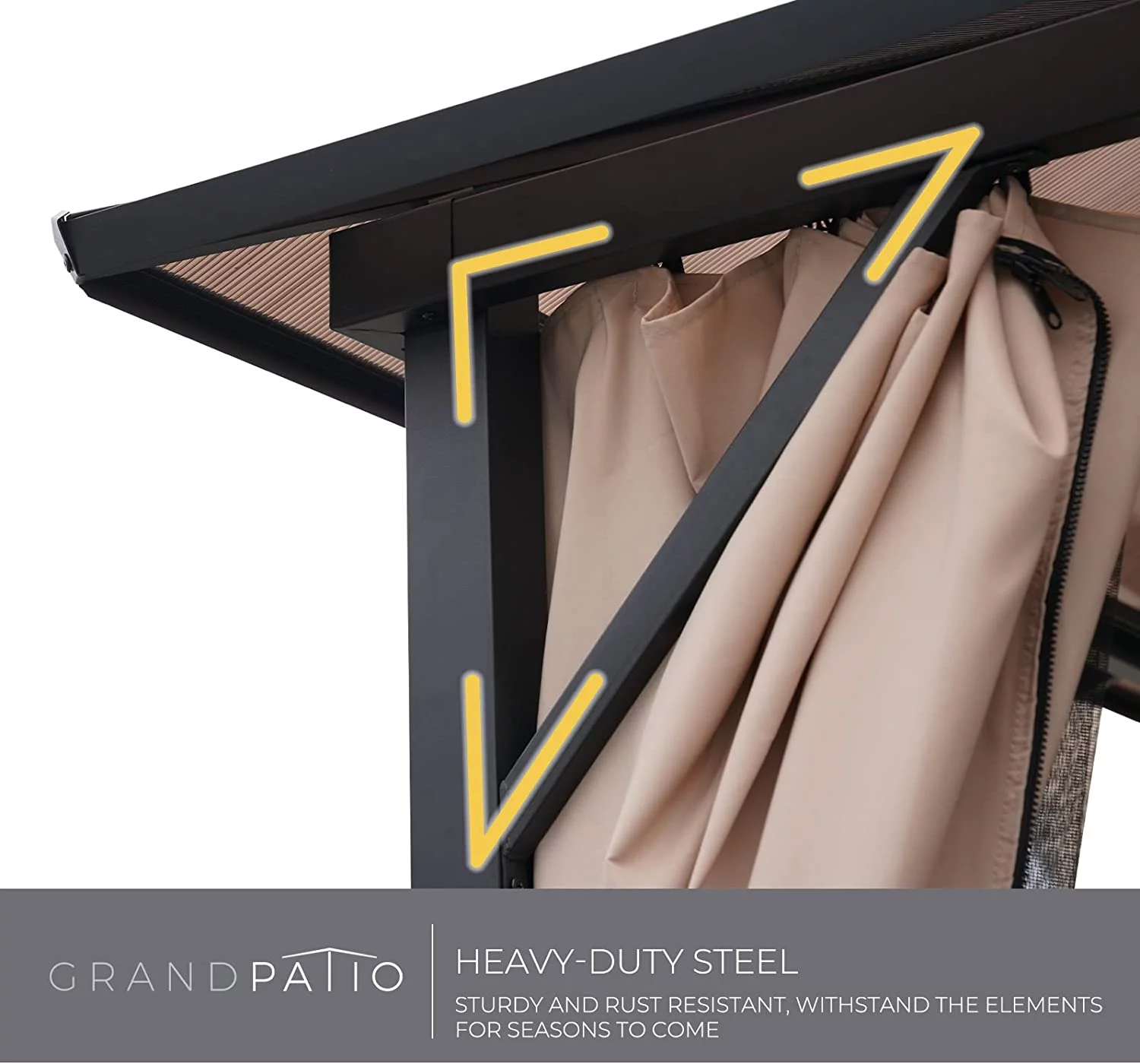 Grand Patio 10x12 Gazebo, Hardtop Gazebo, Single Roof Pergolas Metal Aluminum Frame UV 50+ Outdoor Canopy with Mosquito Netting and Curtains, Outdoor Shelter for Garden, Lawn, Backyard