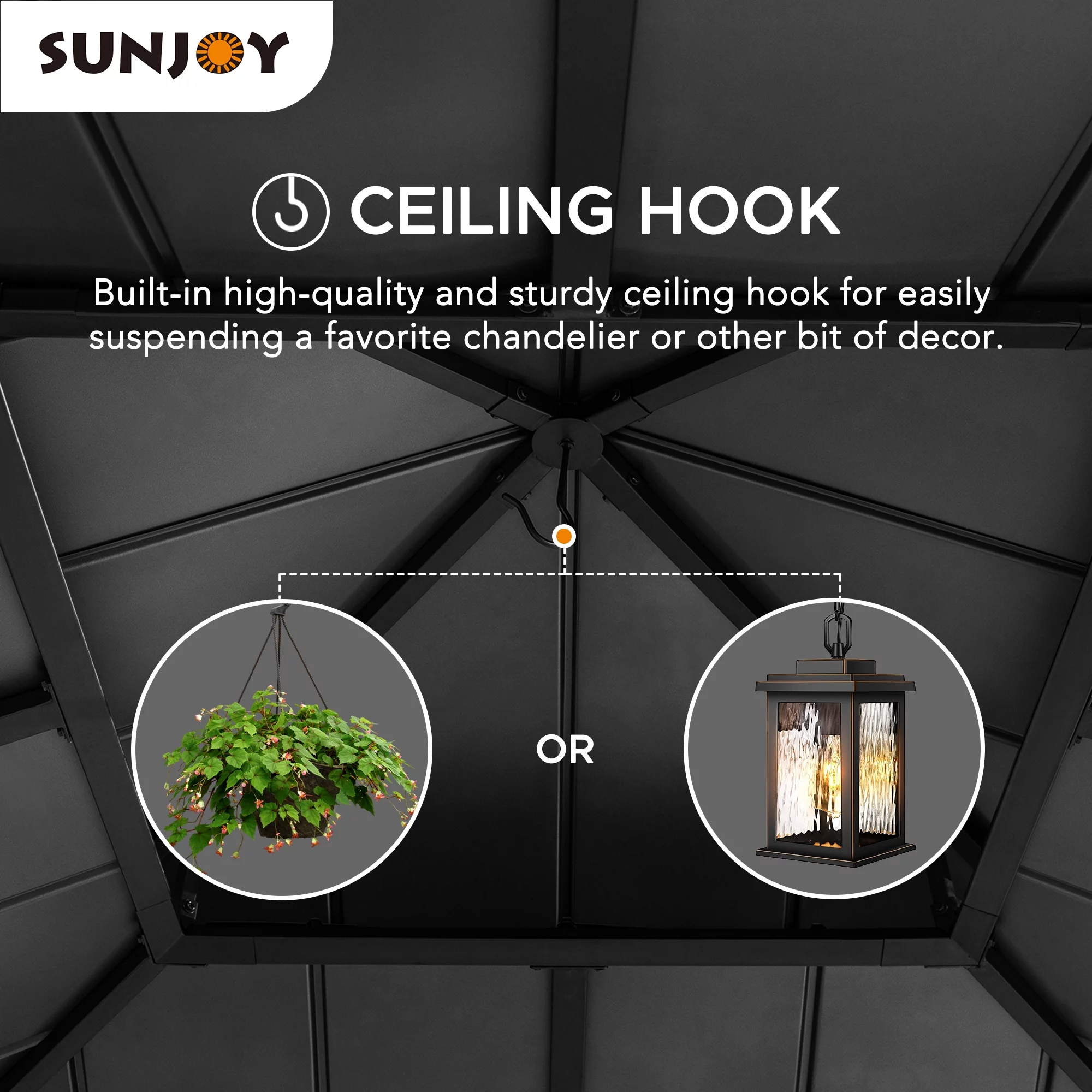 Sunjoy 11' x 11' Hardtop Black Straight Gazebos