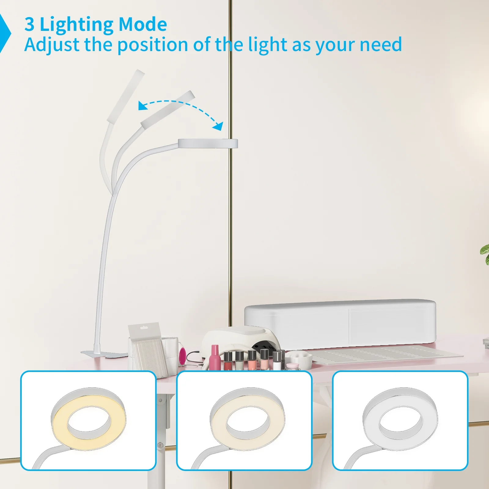 TABU Portable Folding Manicure Nail Table Station with Dust Collector Fan and Magnifying Glass Lamp,Pink